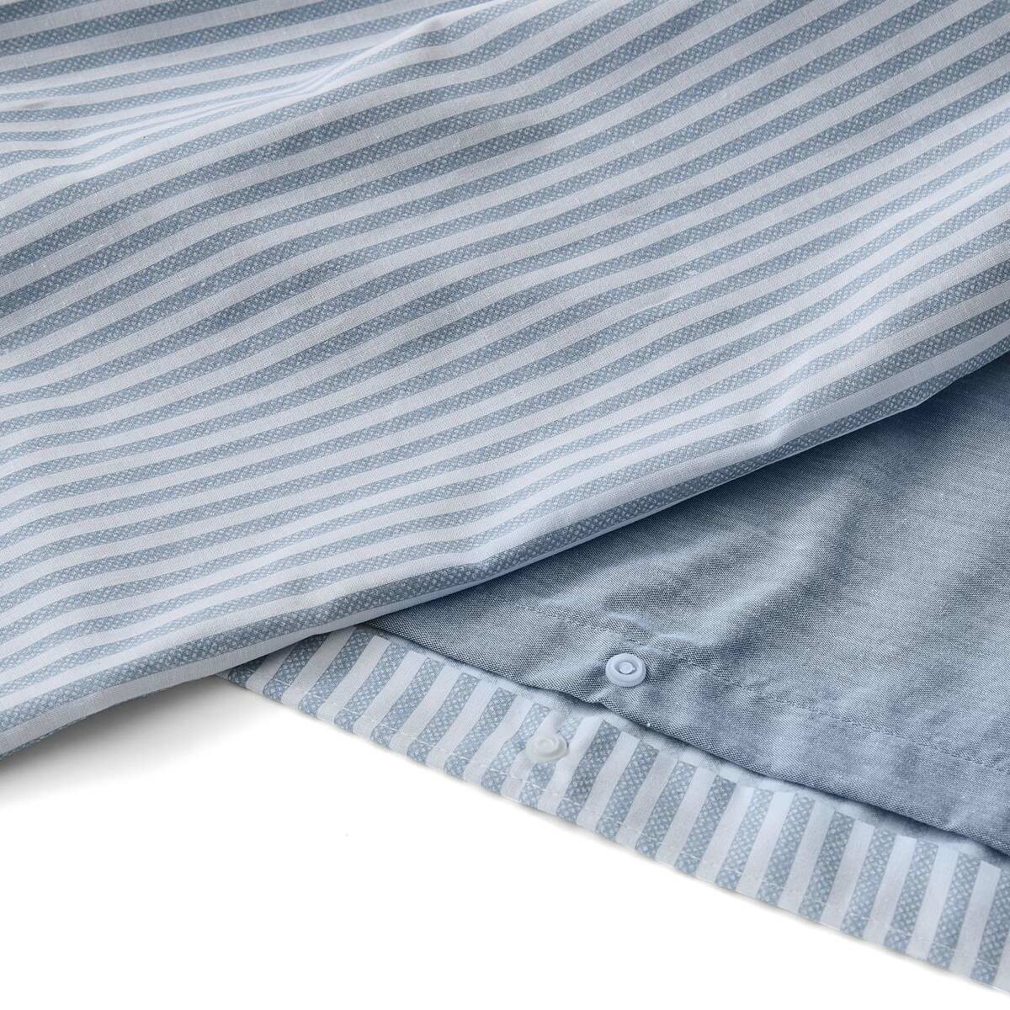 7 Chambray Cotton Rich Reversible Quilt Cover Set - Double Bed, Blue, 7 of 7