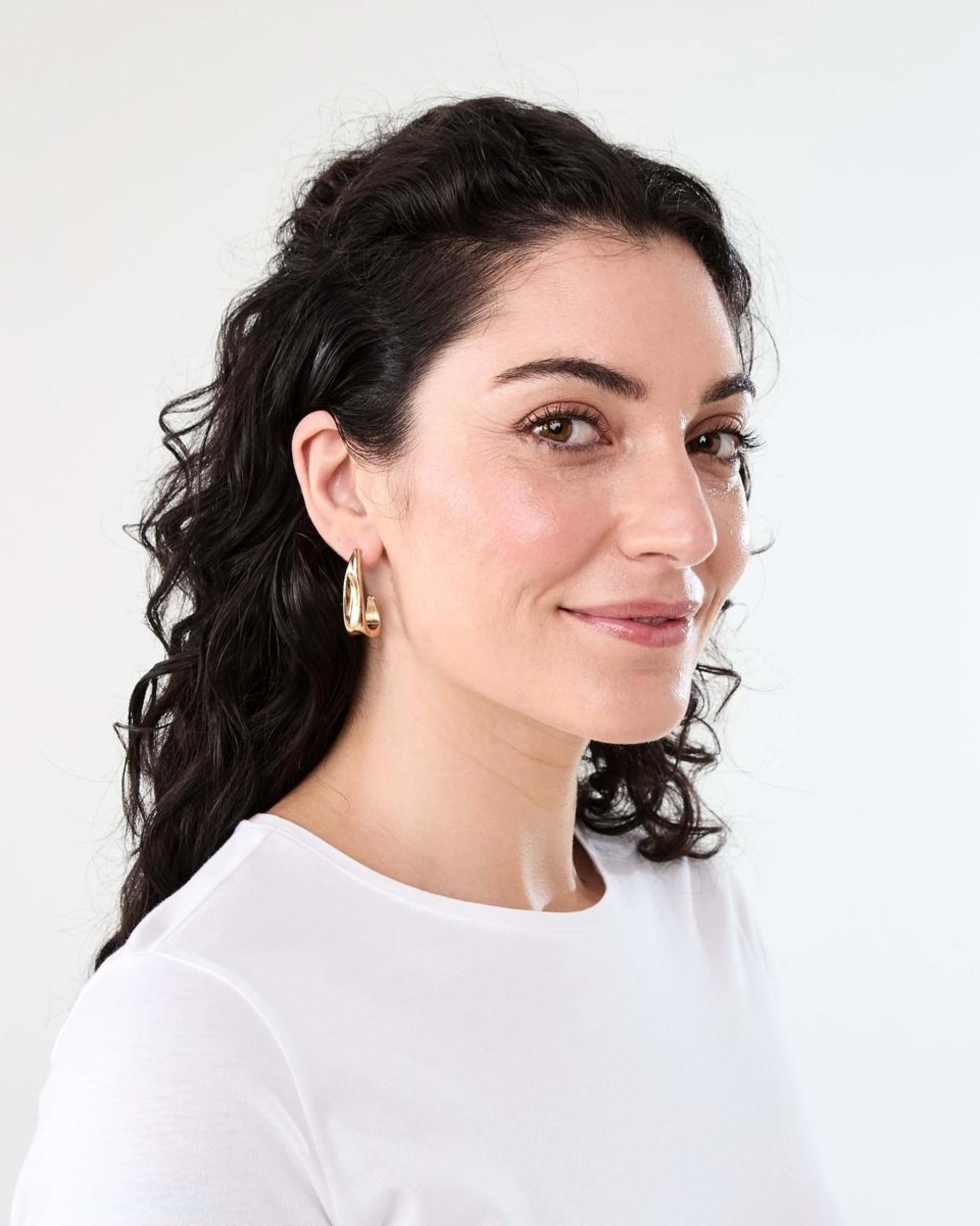 4 Molten Angular Hoop Earrings - Gold Tone Gold, 4 of 5
