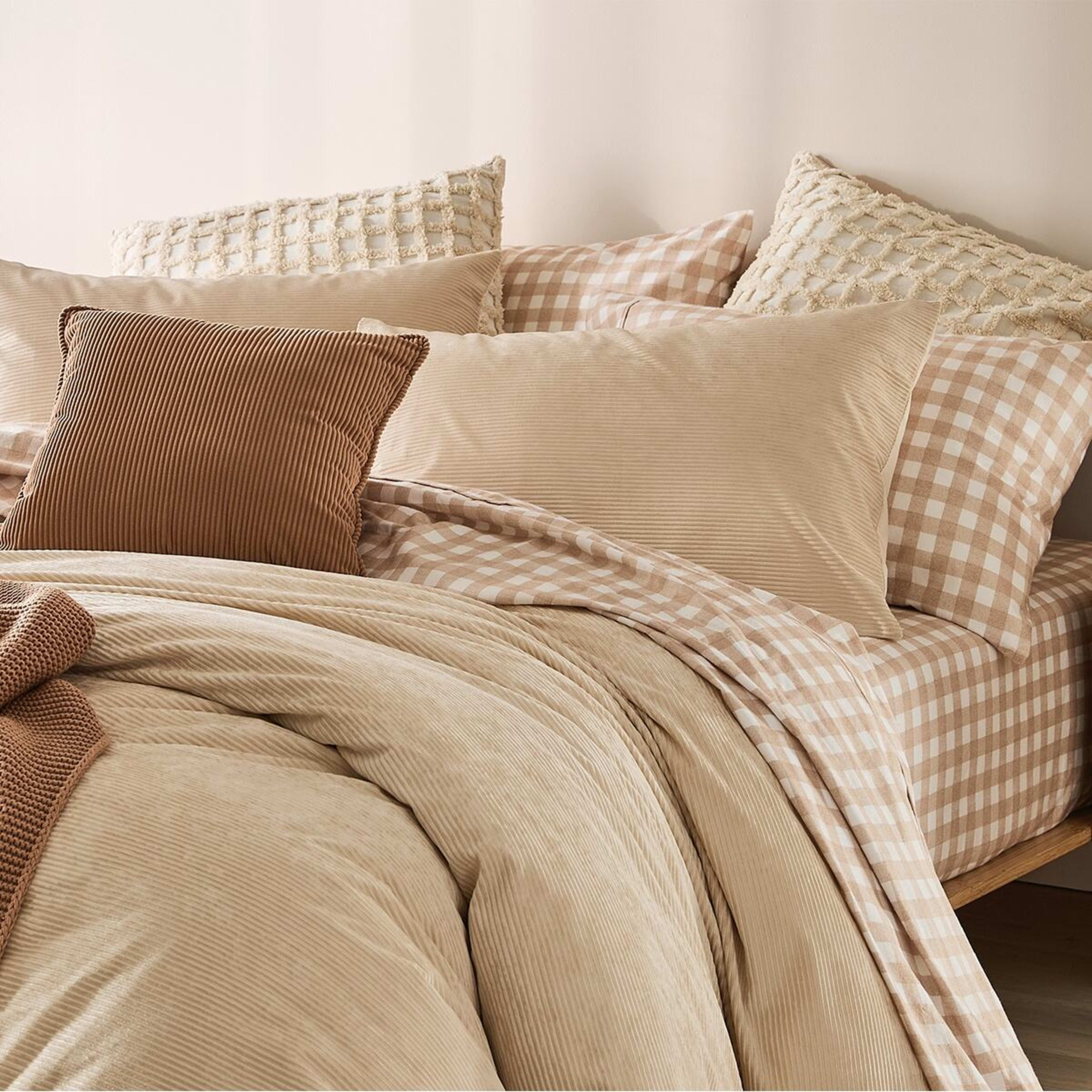 7 Corduroy Quilt Cover Set - Double Bed, Natural, 7 of 7