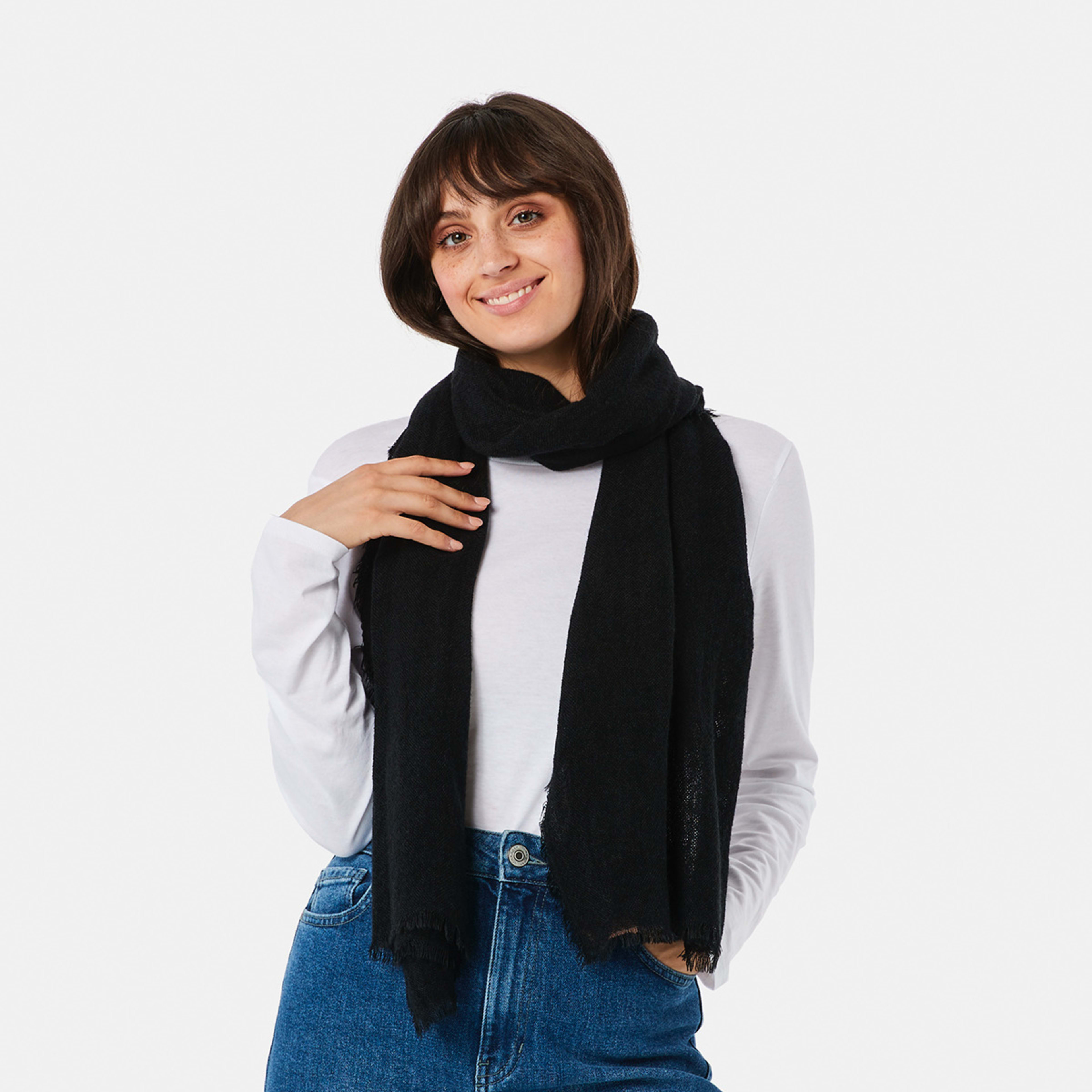 3 Solid Lightweight Scarf Black, 3 of 3