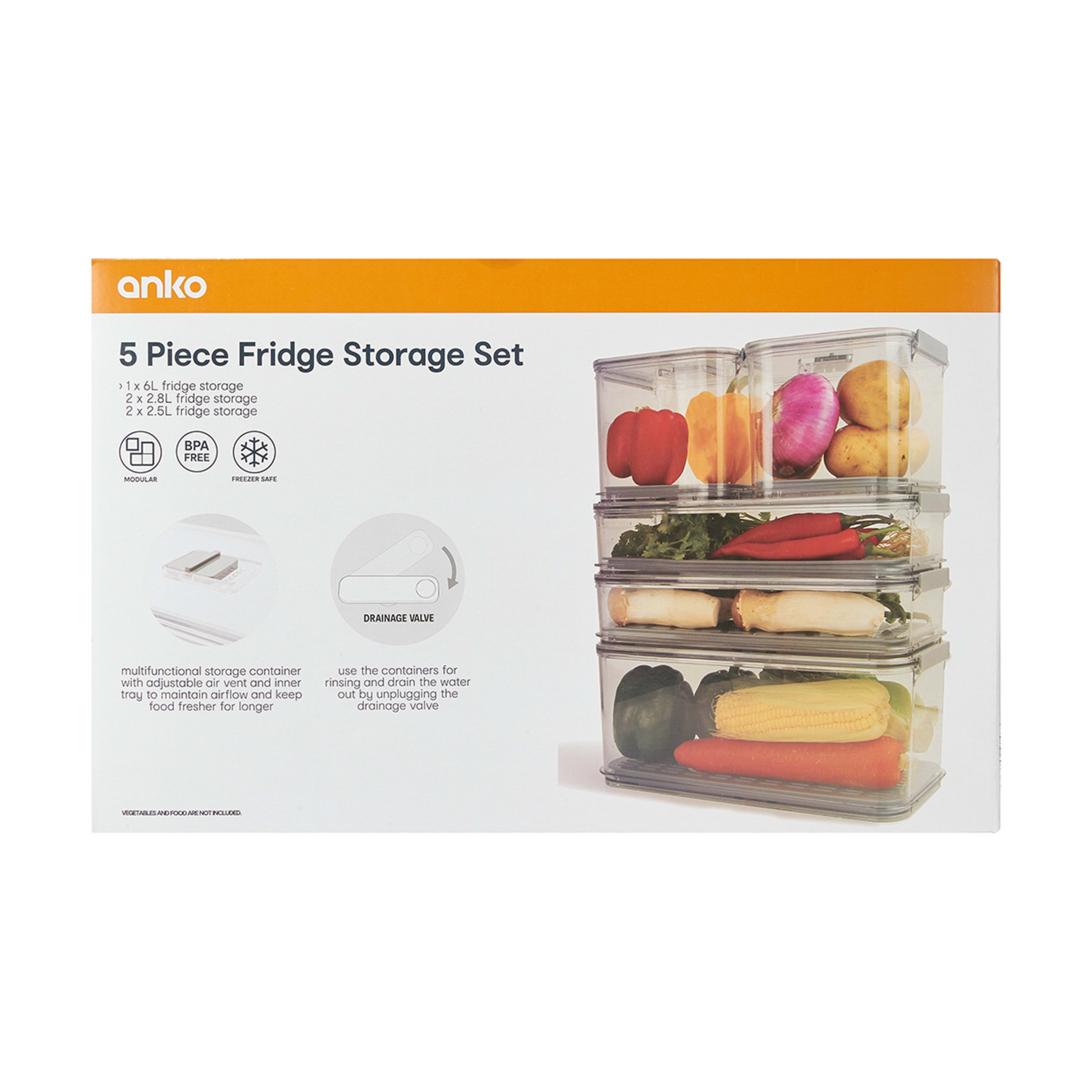 5 Piece Fridge Storage Set Kmart