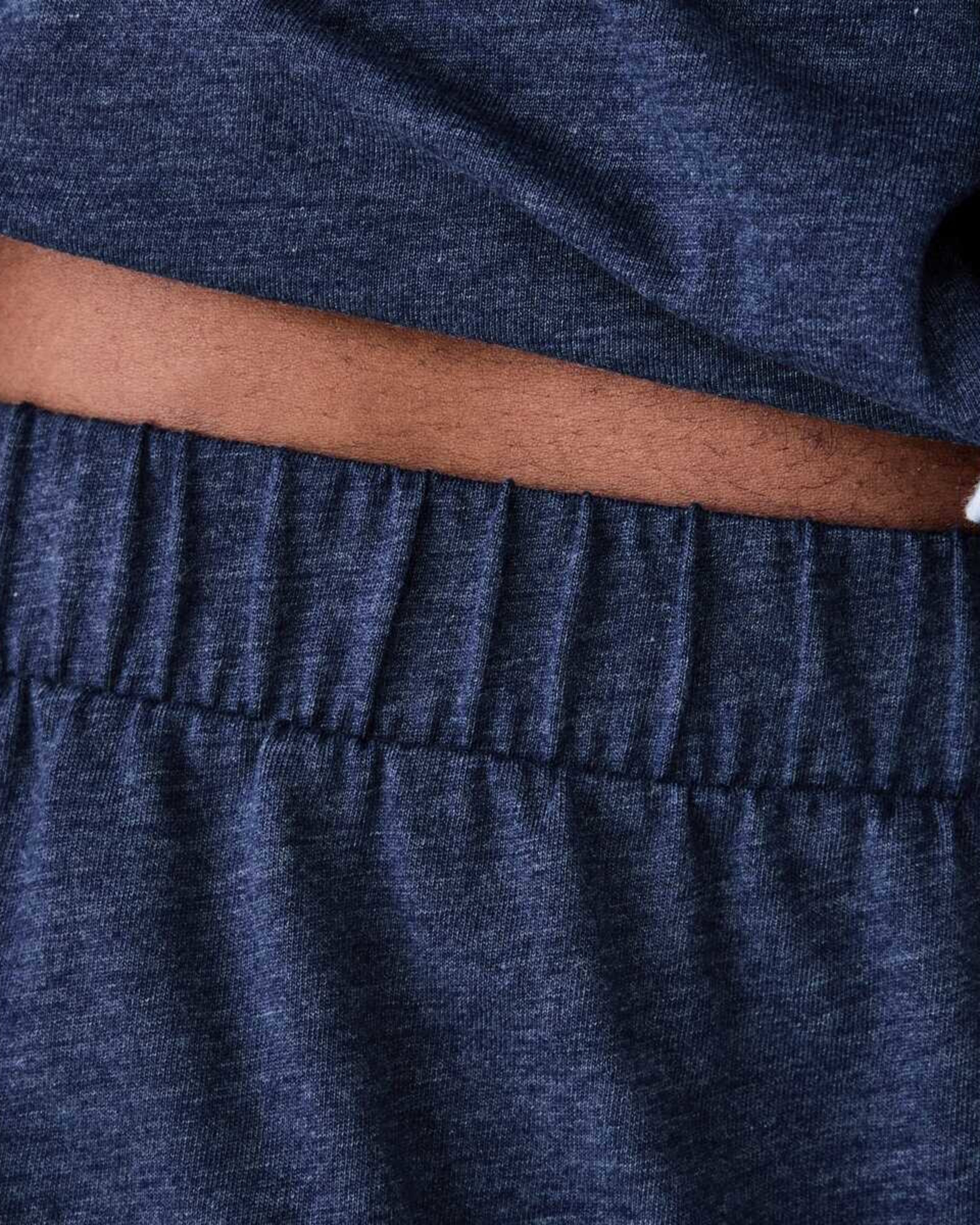 7 Short Sleeve Button Through Knit Pyjama Set NAVY MARLE, 7 of 8