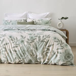 Check Flannelette Cotton Reversible Quilt Cover Set - King Bed, Green