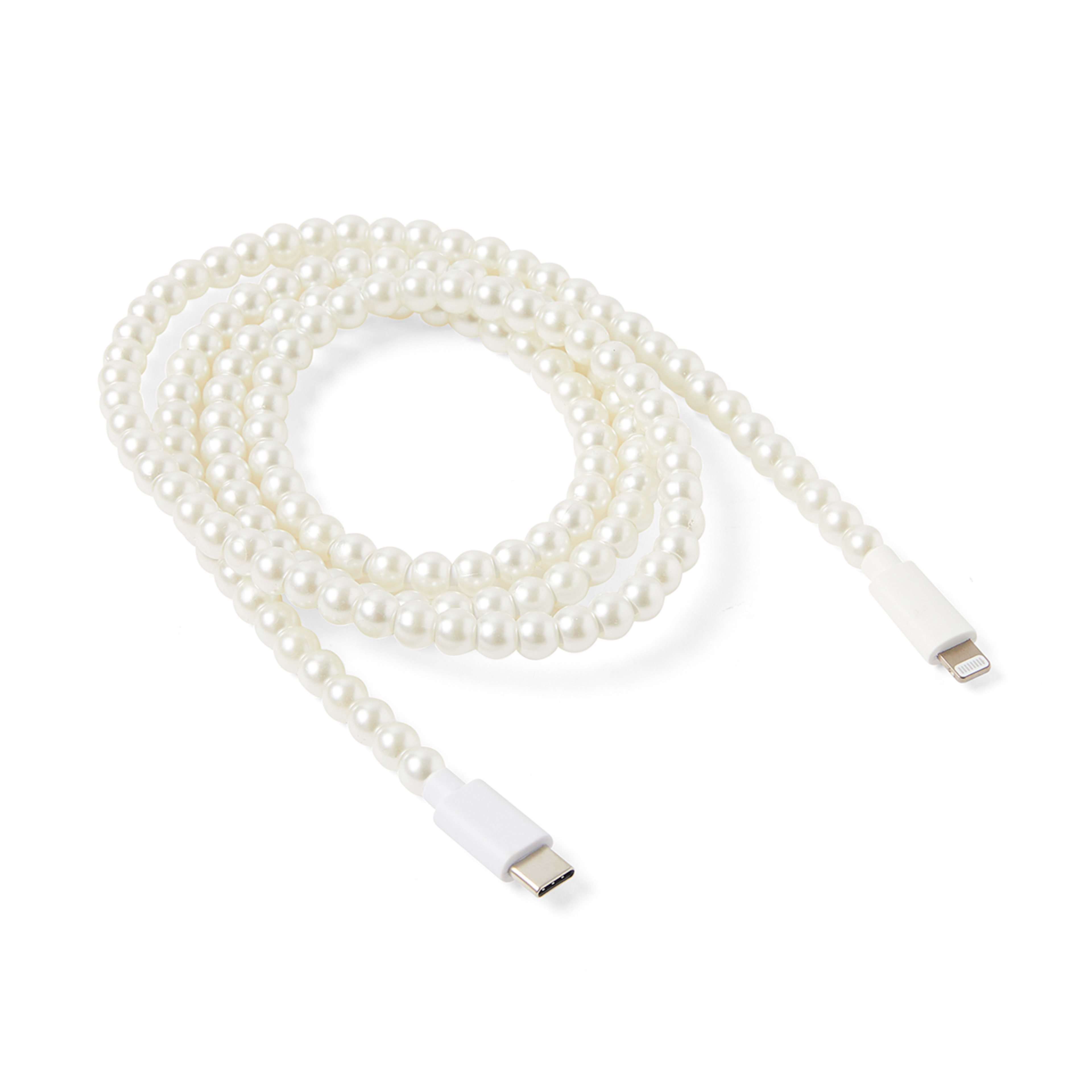 2 USB-C to Lightning Beaded Faux Pearl Cable - White, 2 of 6