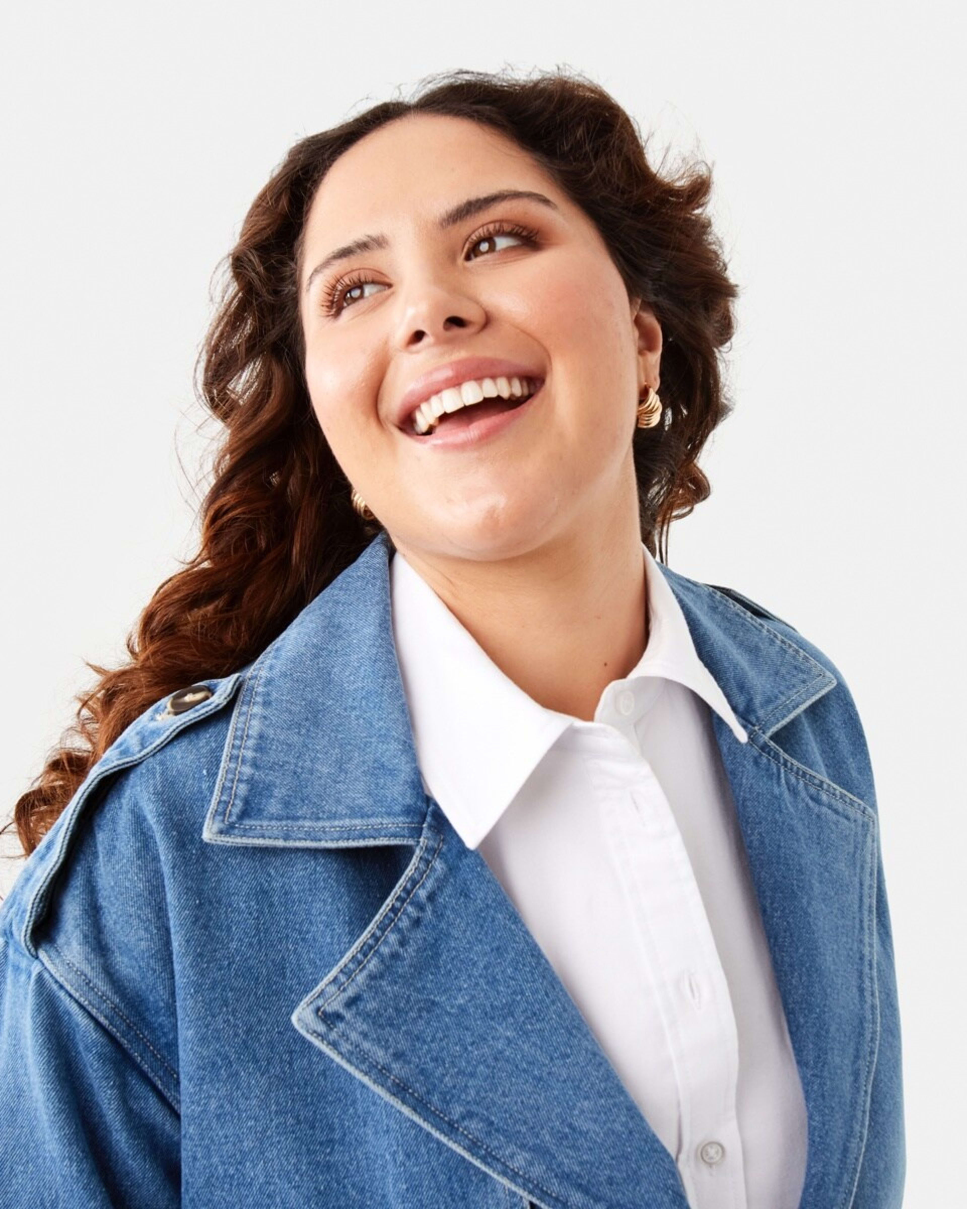 5 Denim Crop Trench Mid Wash, 5 of 10