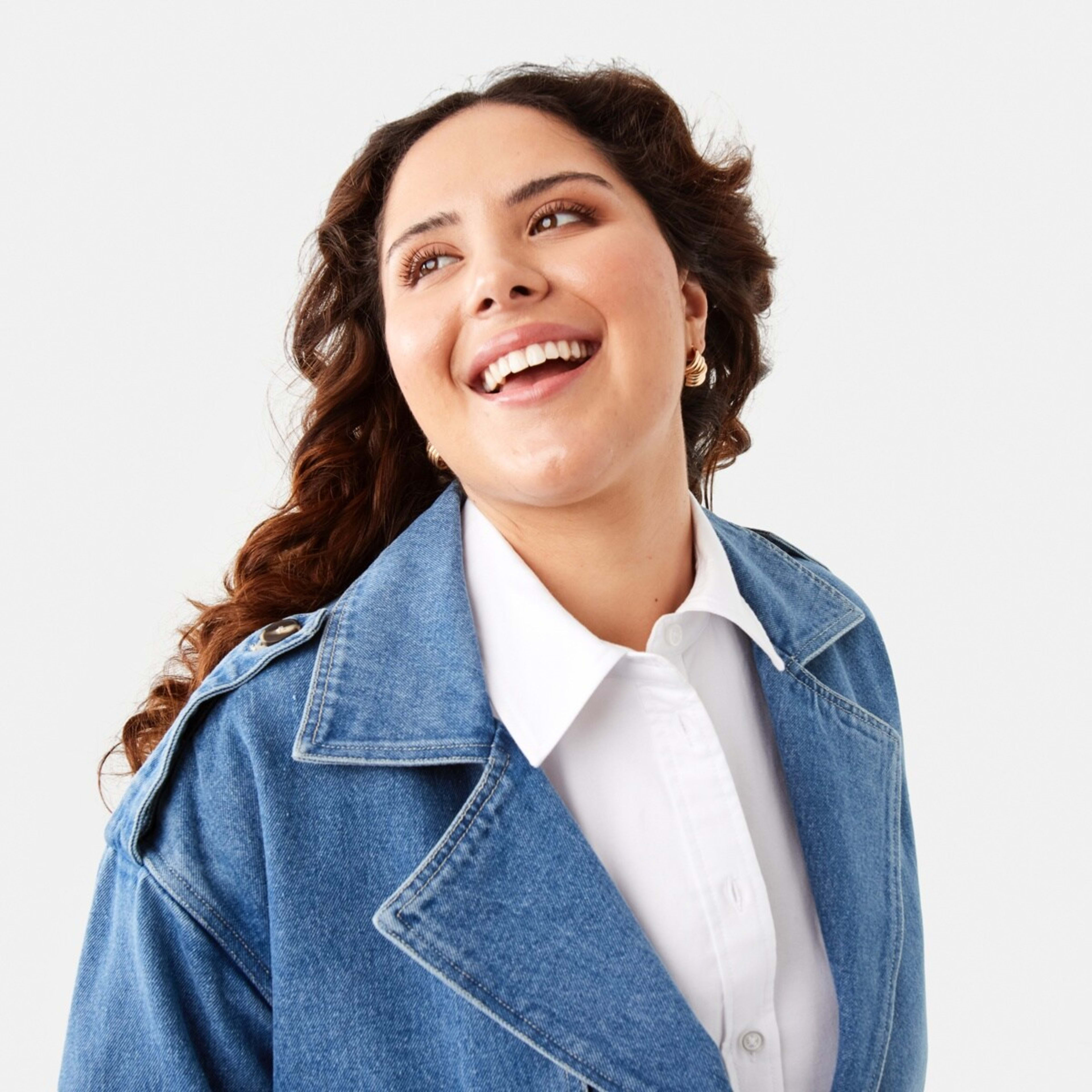 5 Denim Crop Trench Mid Wash, 5 of 10