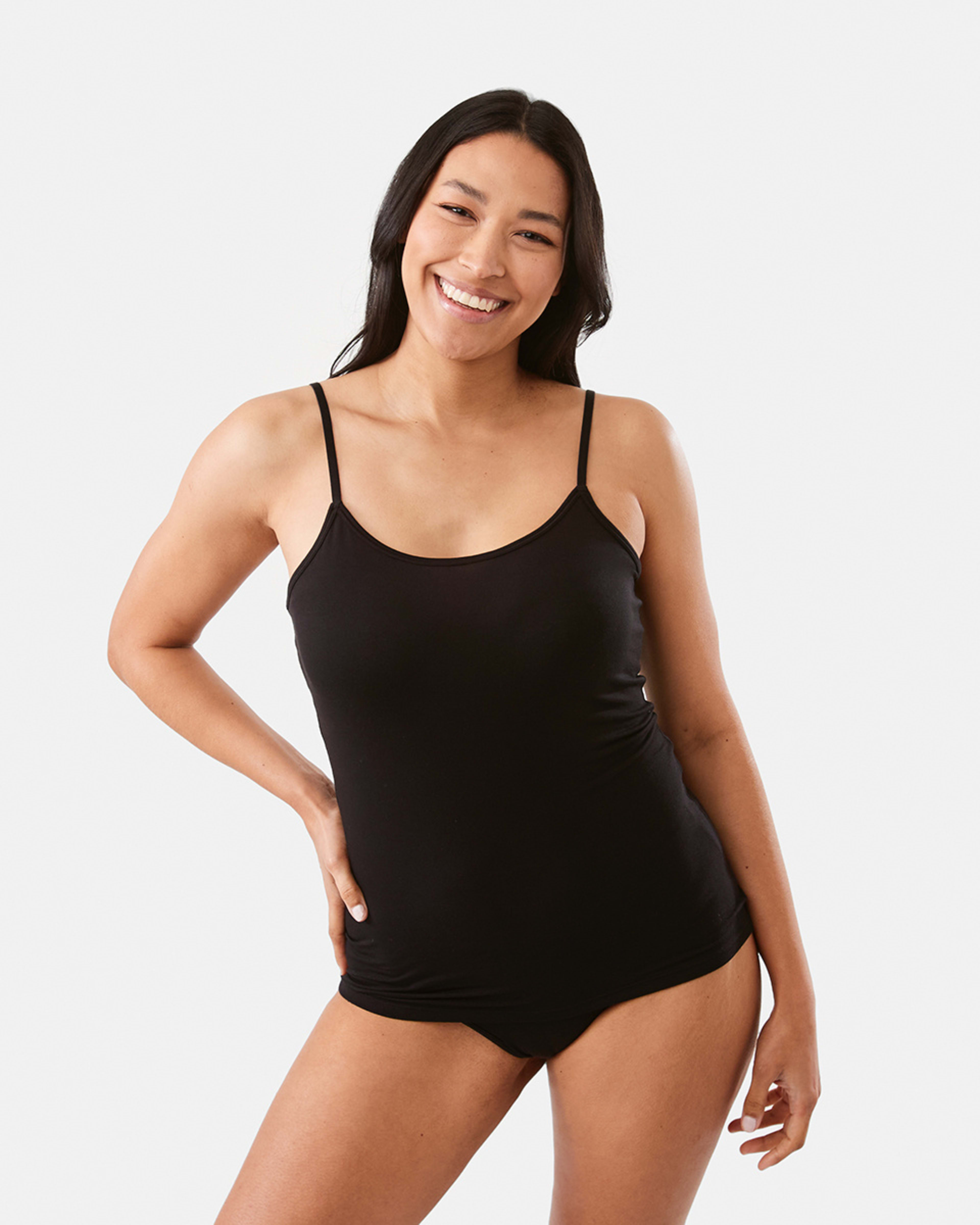 1 2 Pack Bamboo Cami Black
