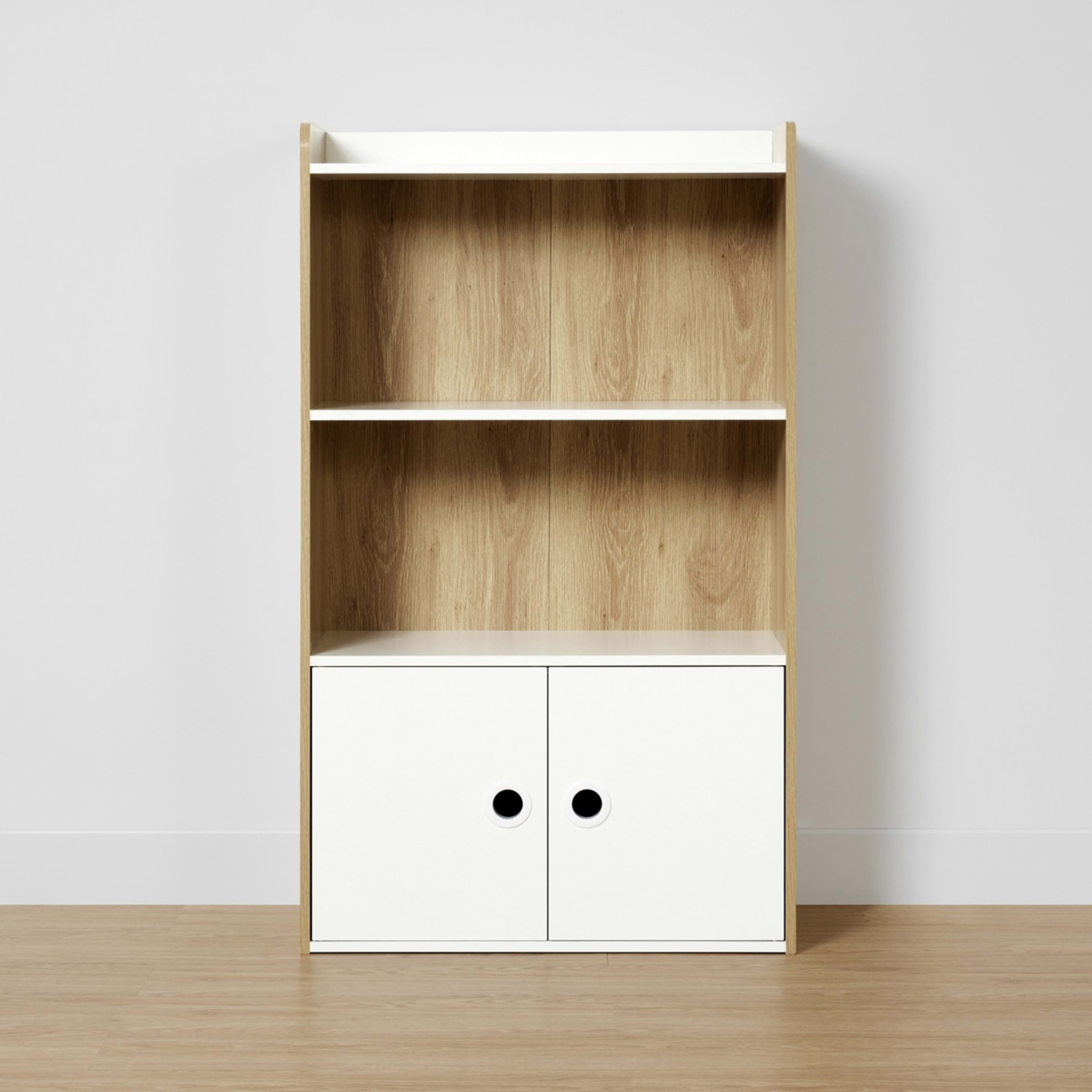 3 Oak Look and White Shelf with Cupboard, 3 of 10