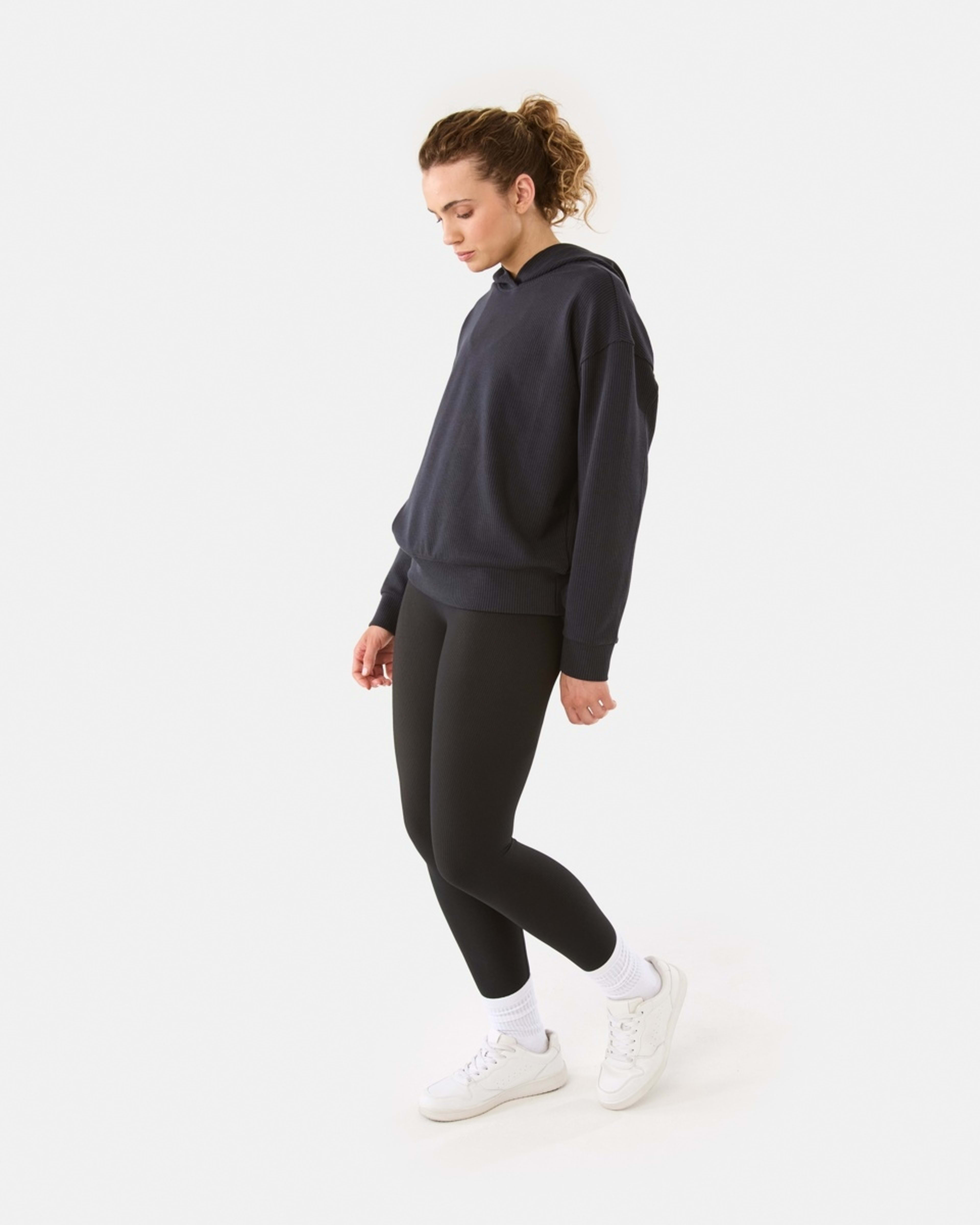 3 Active Womens Ribbed Scuba Hoodie WASHED BLACK, 3 of 6