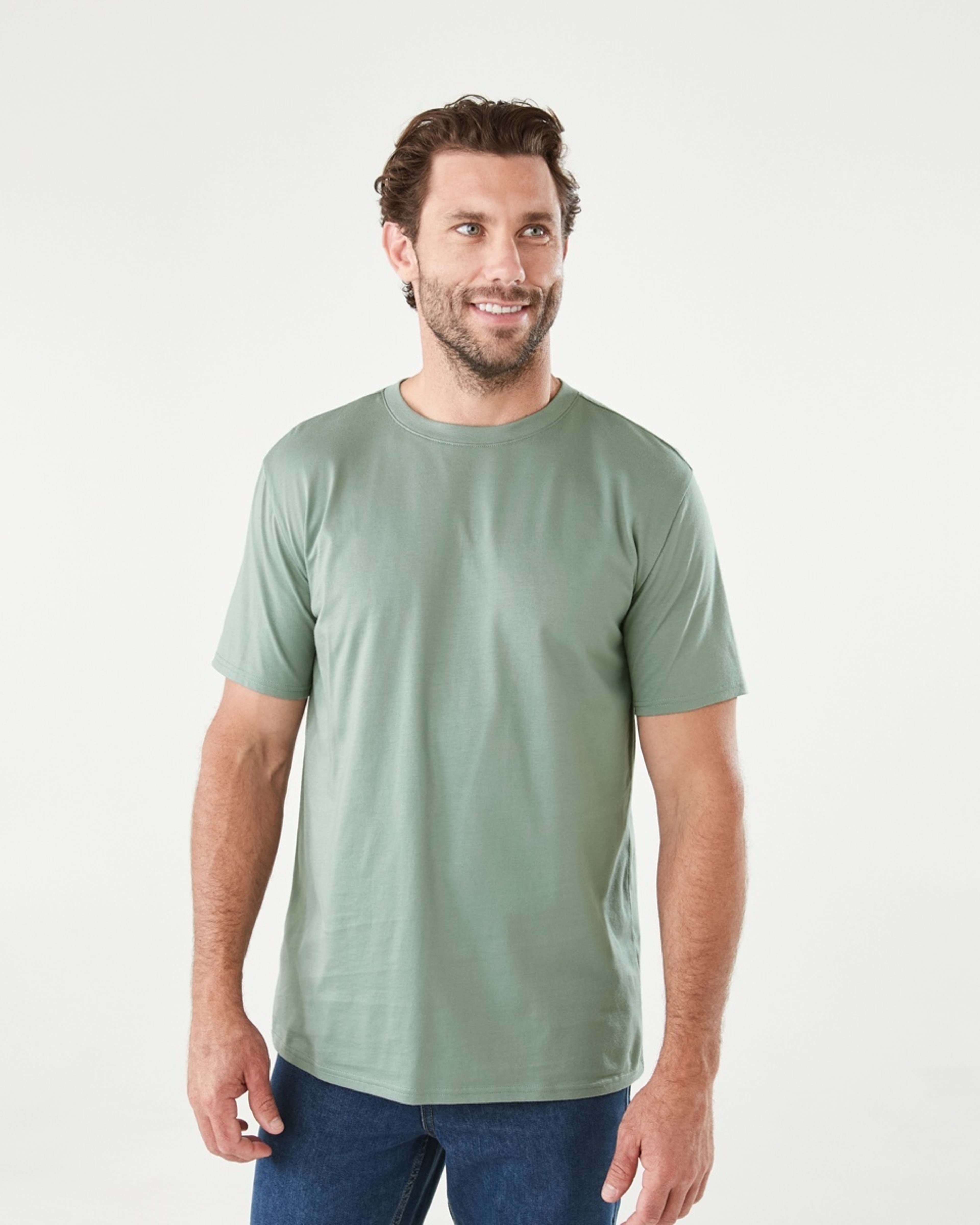 1 Australian Cotton Crew Neck T-shirt Chin Green, 1 of 5