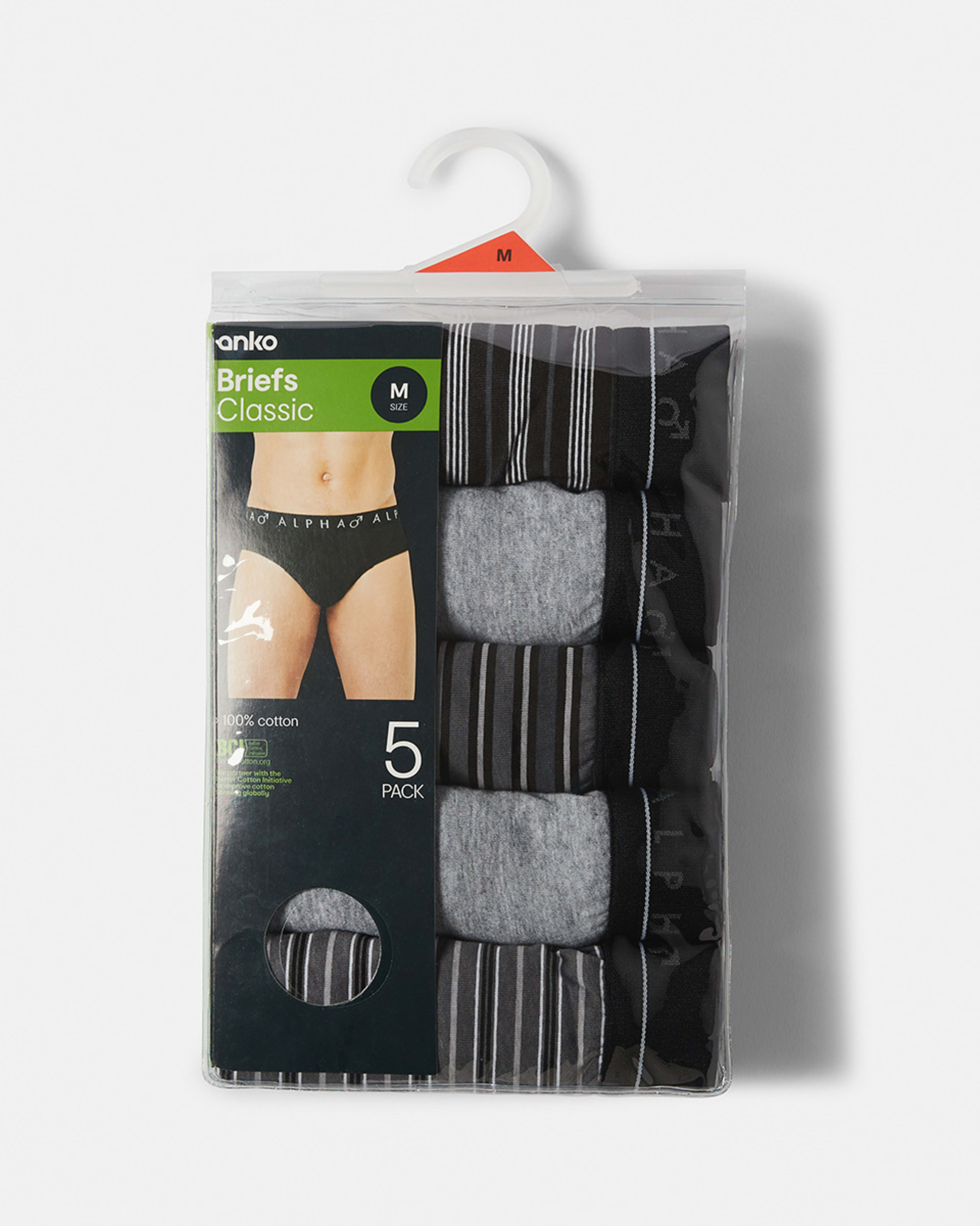 10 5 Pack Alpha Attached Elastic Hipster Briefs Blkgrystrp, 10 of 10