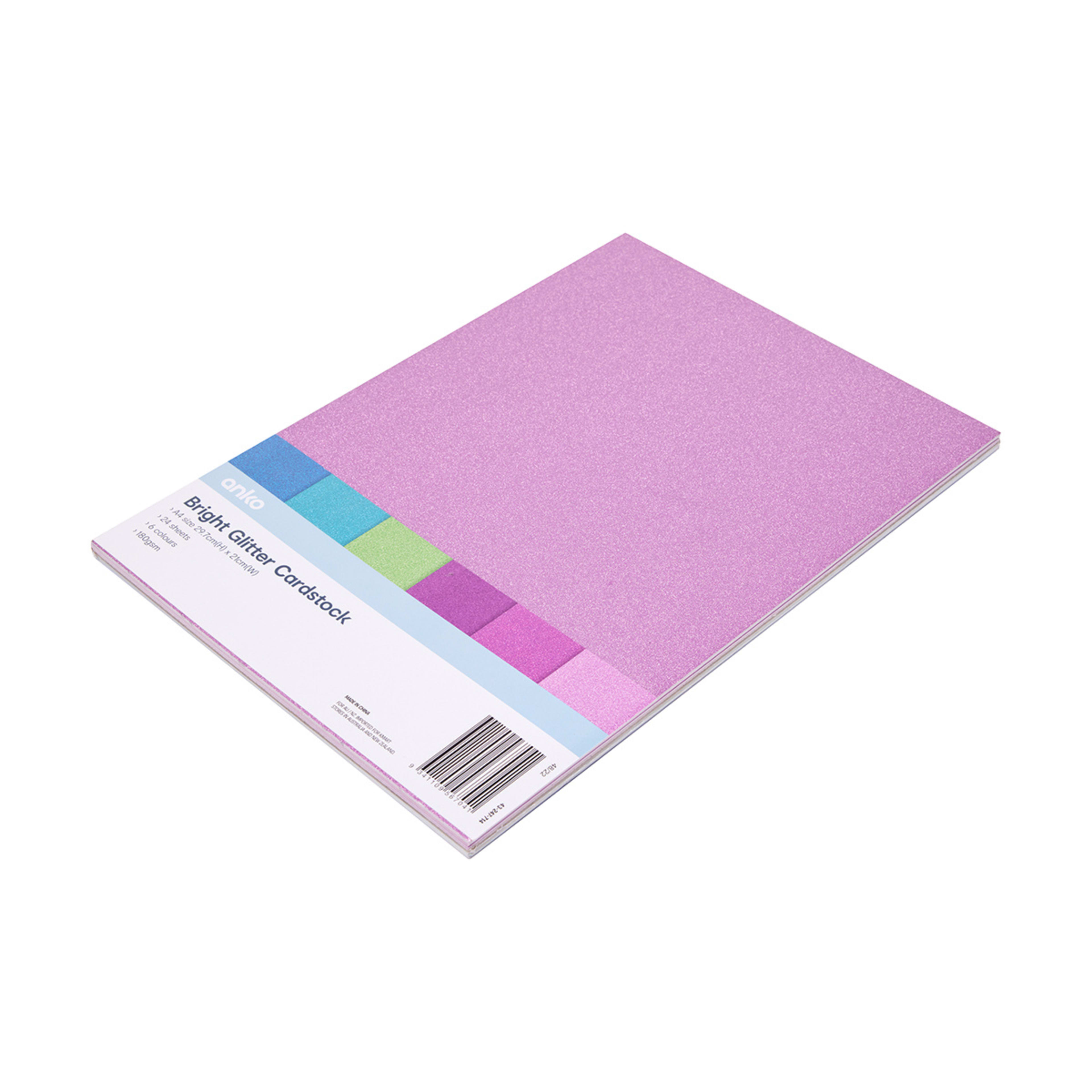 24 Sheets Cardstock Bright Glitter Kmart