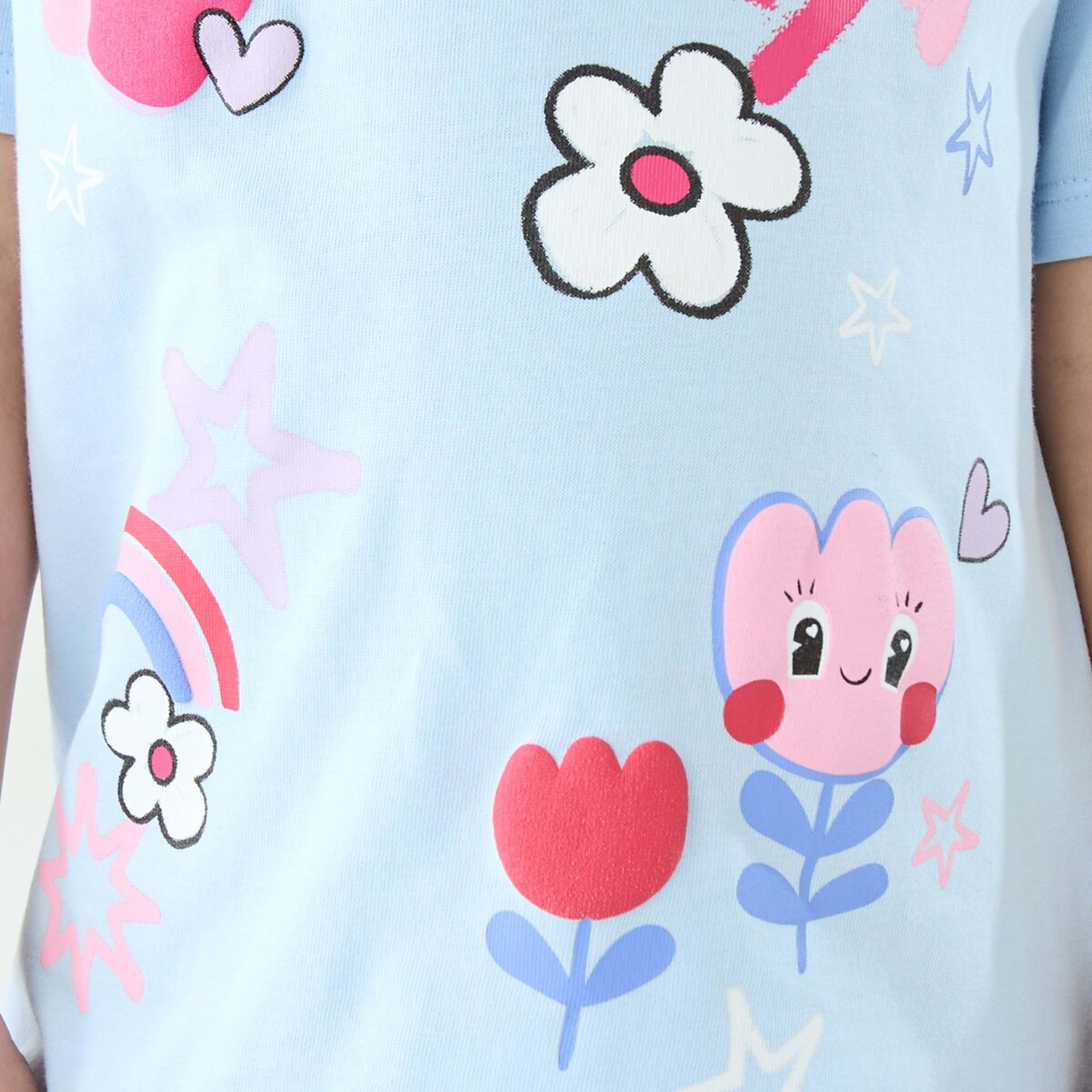 4 Print T-shirt Strawberry Tulip Emoji Blue, 4 of 8