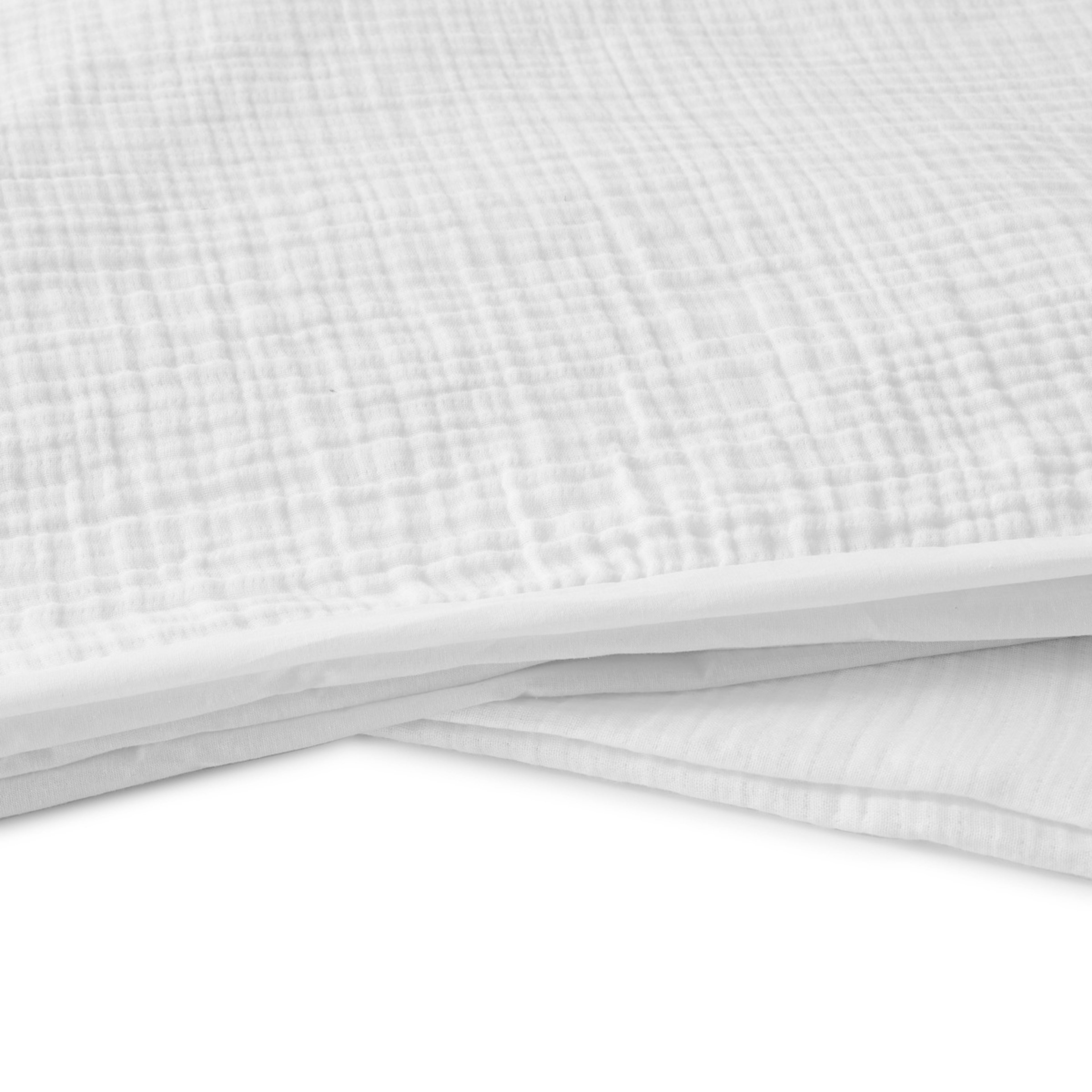 4 Muslin Cotton Quilt Cover Set - Super King Bed, White, 4 of 6