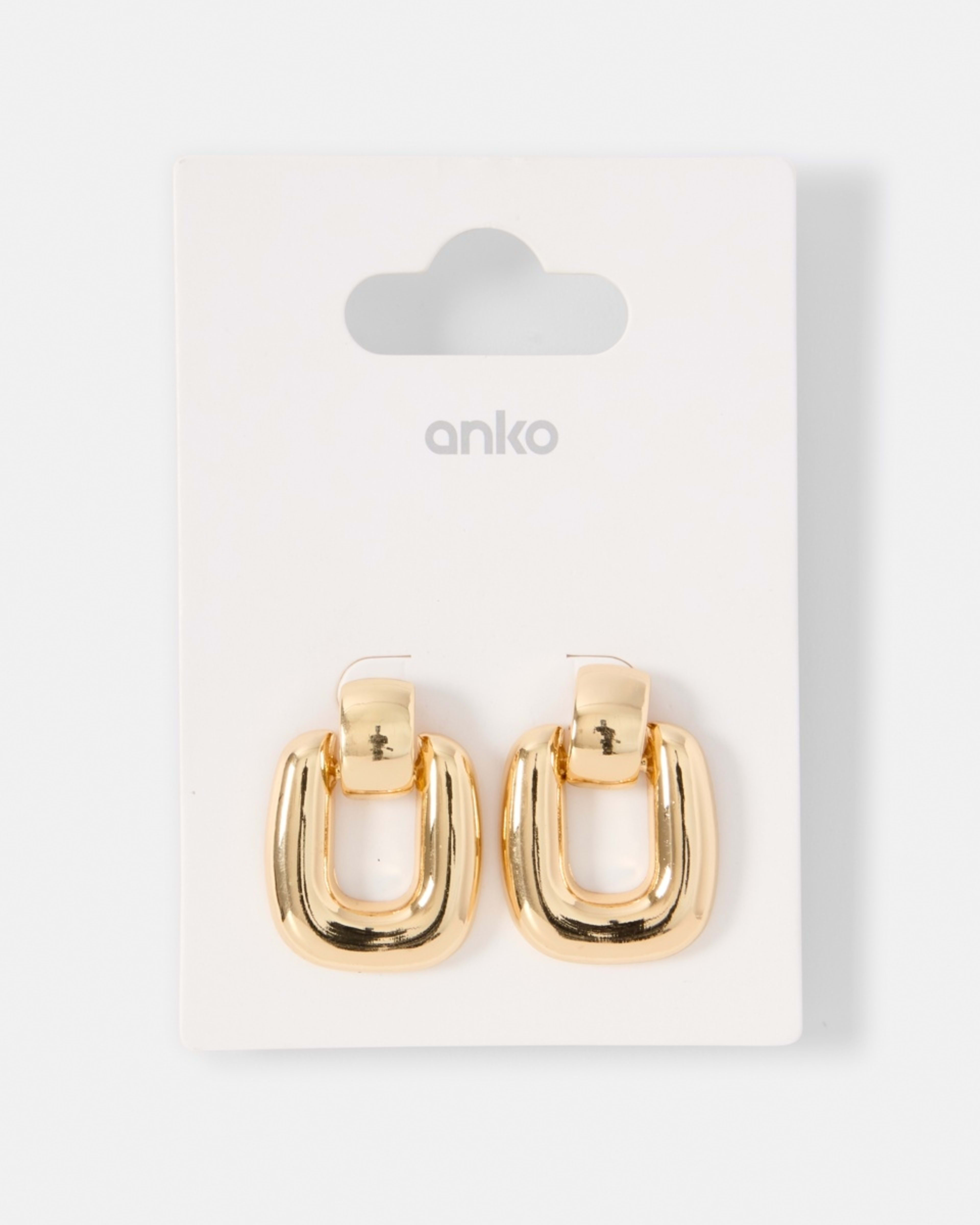 5 Square Doorknocker Earrings - Gold Tone Gold, 5 of 5