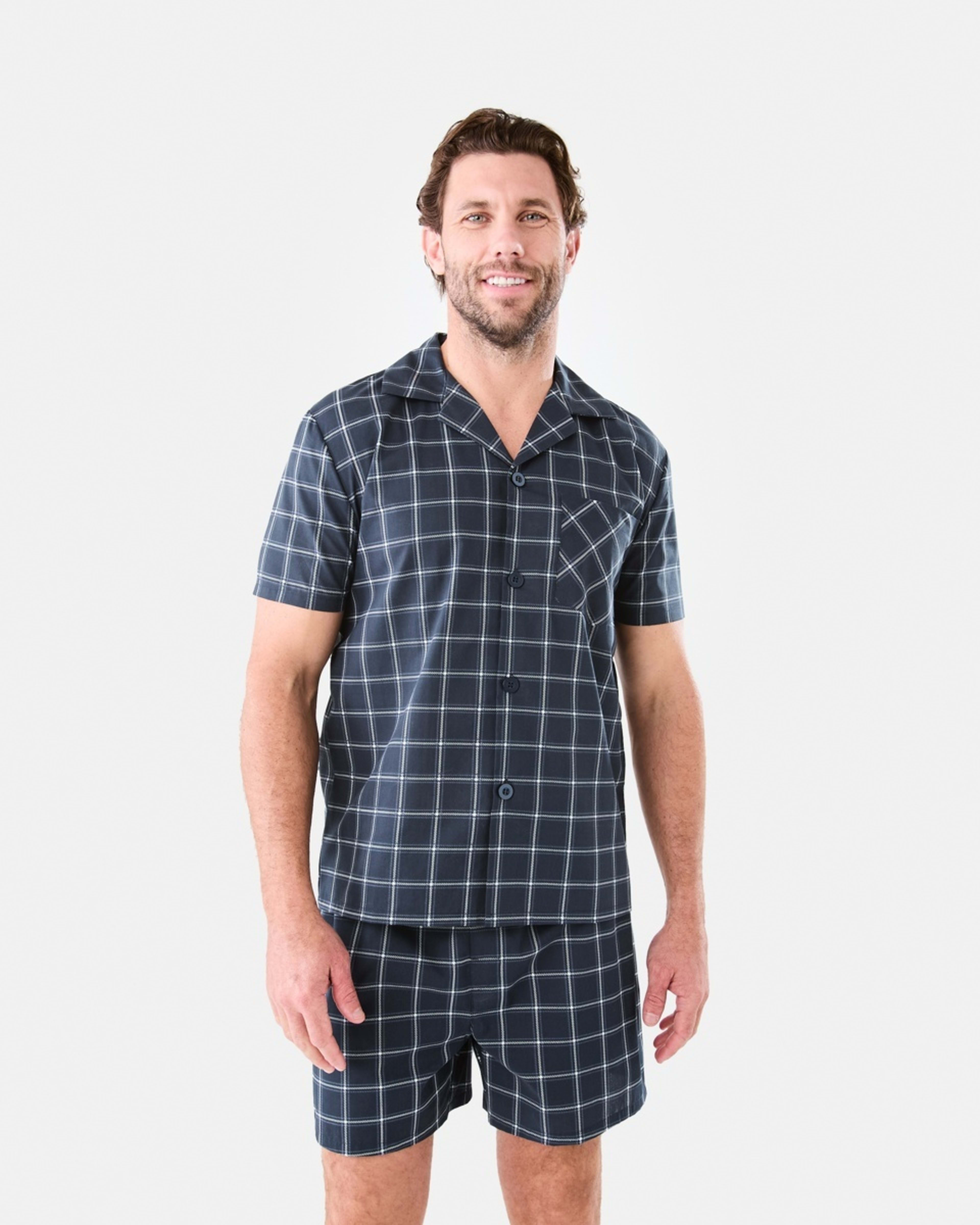 1 Short Leg Woven Pyjama Set Cotters Check, 1 of 9
