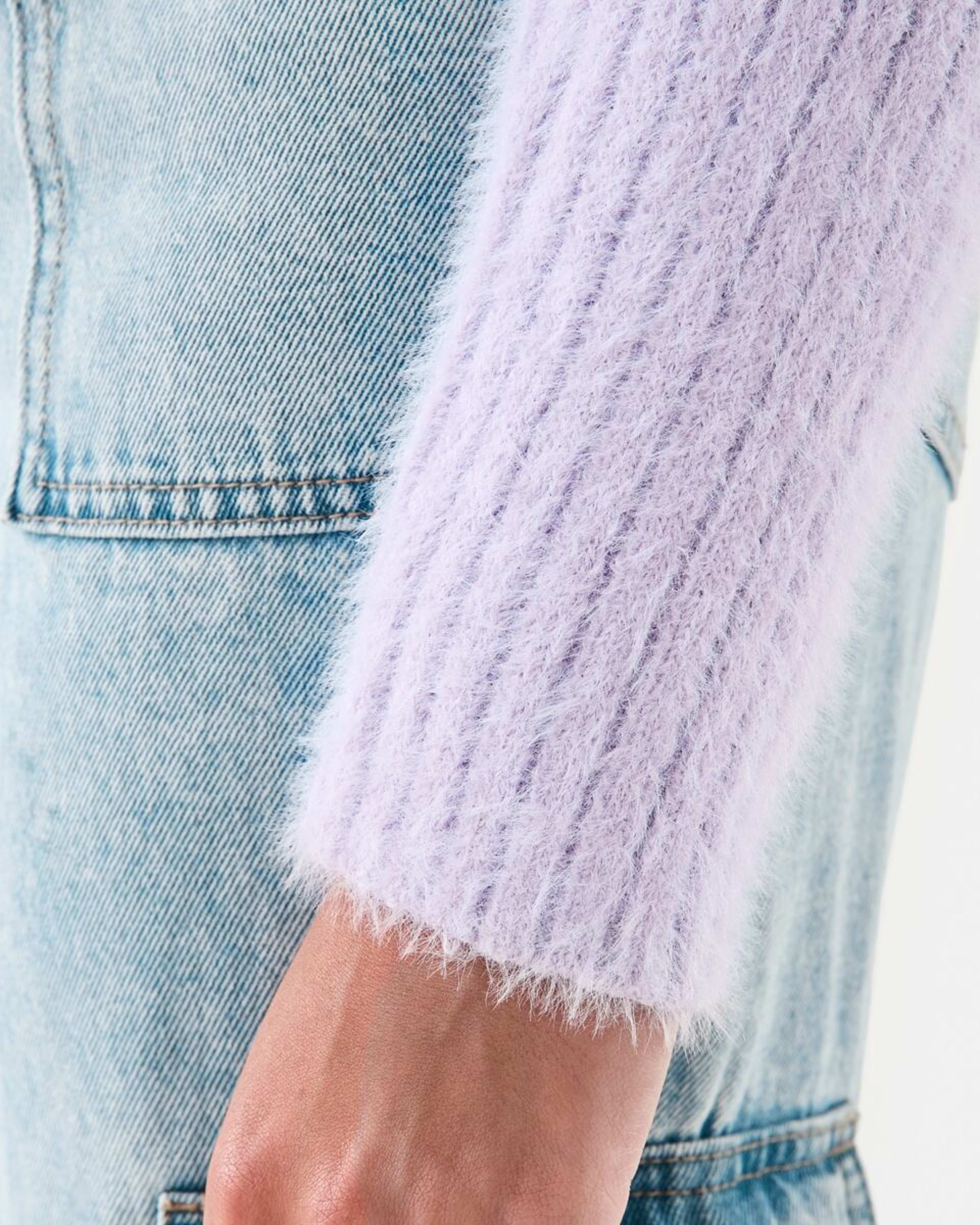 5 Crop Rib Cardigan Pst Purple, 5 of 9