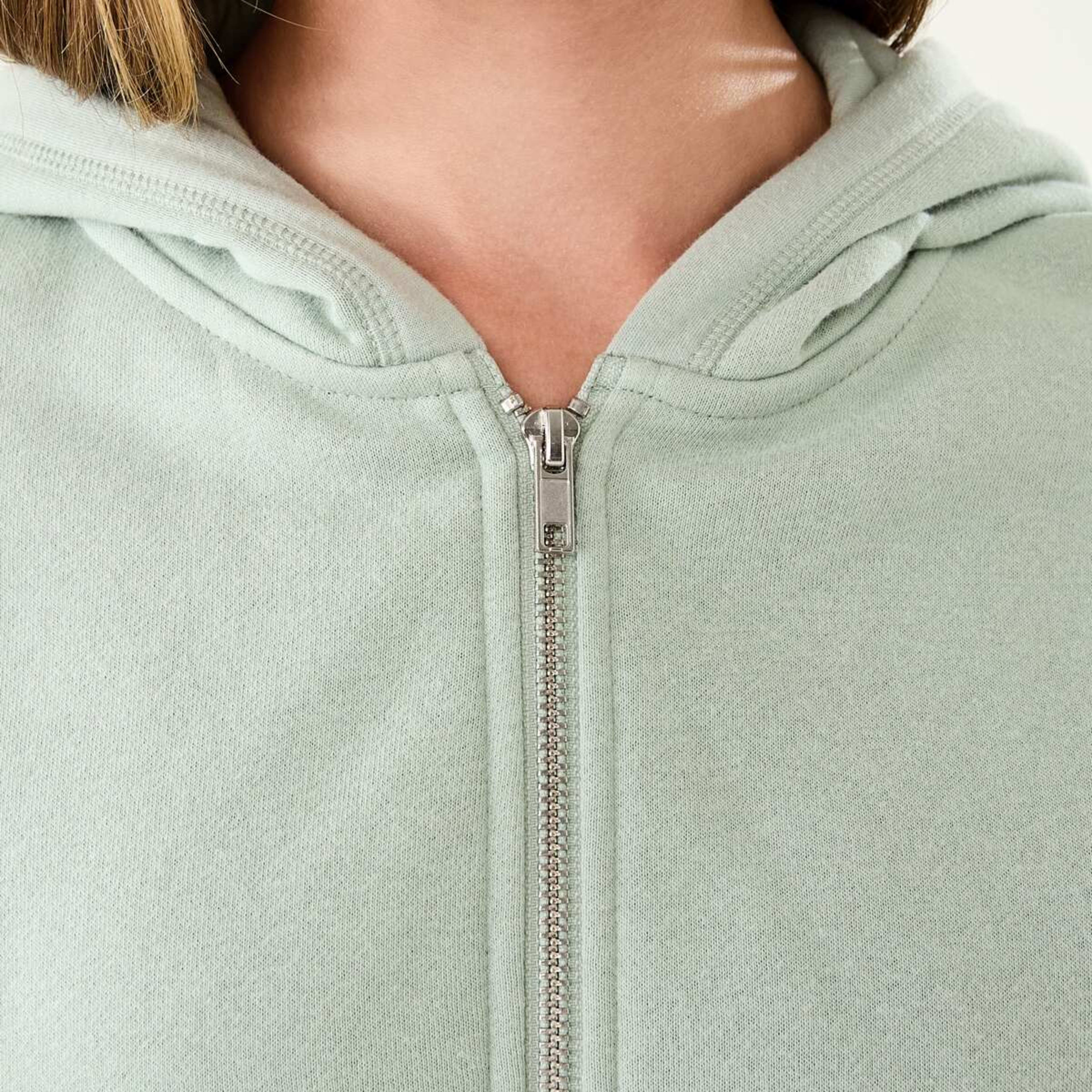 4 Cropped Zip Through Hoodie Aqua Grey, 4 of 10