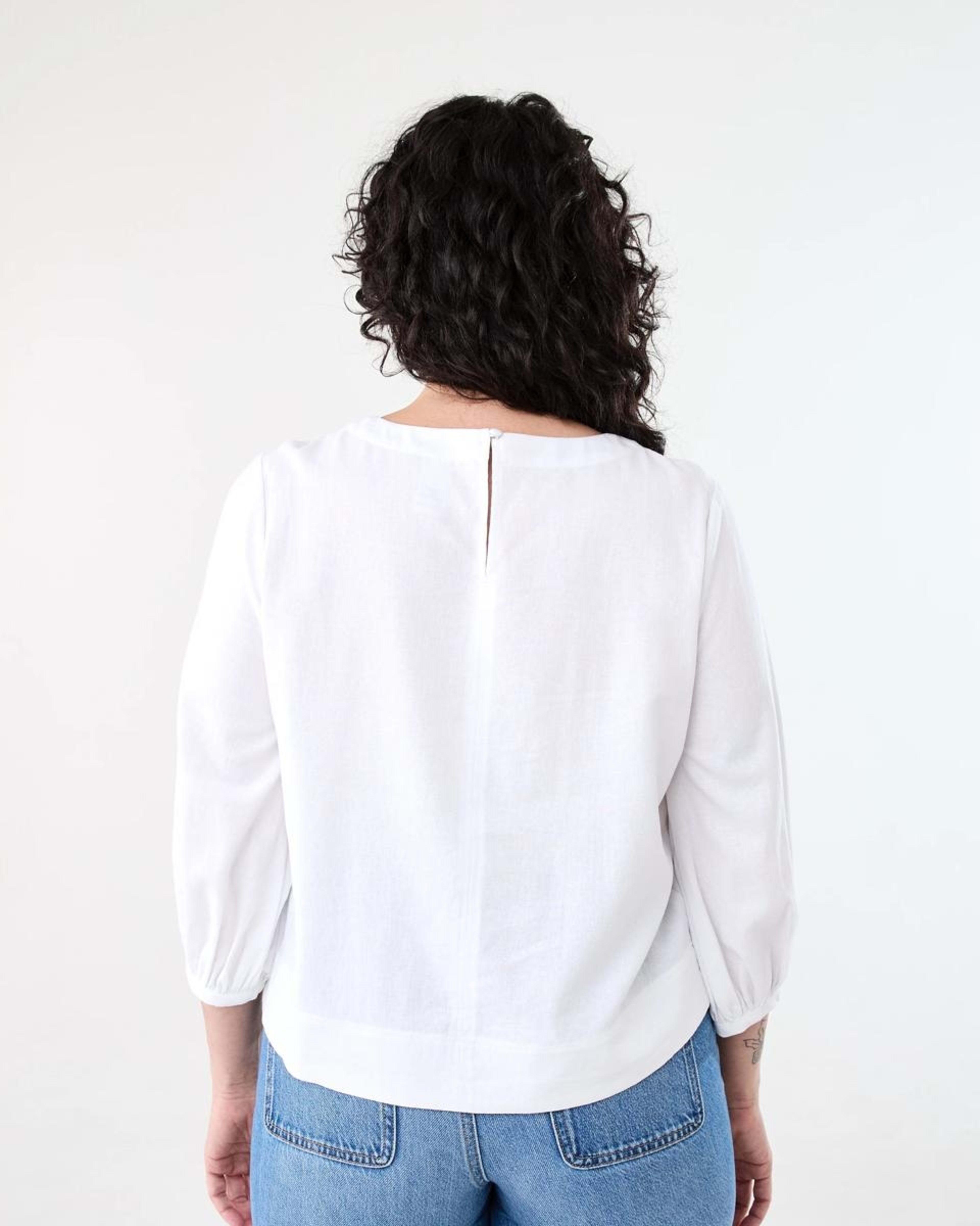 3 Long Sleeve Linen Blend Top WHITE, 3 of 7