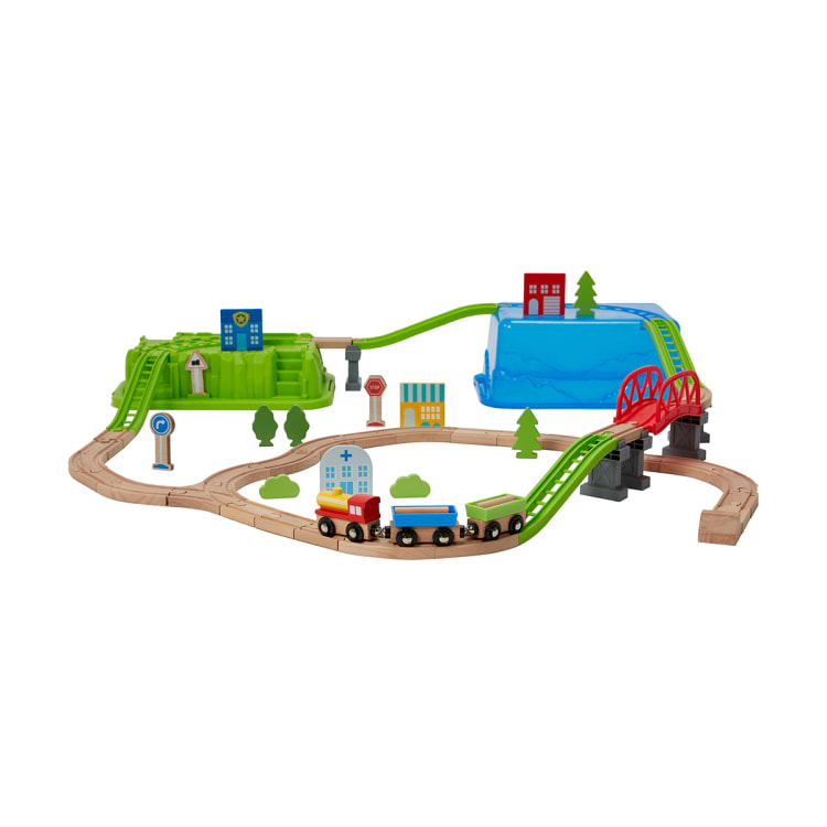 Wooden Train Set with Storage - Kmart