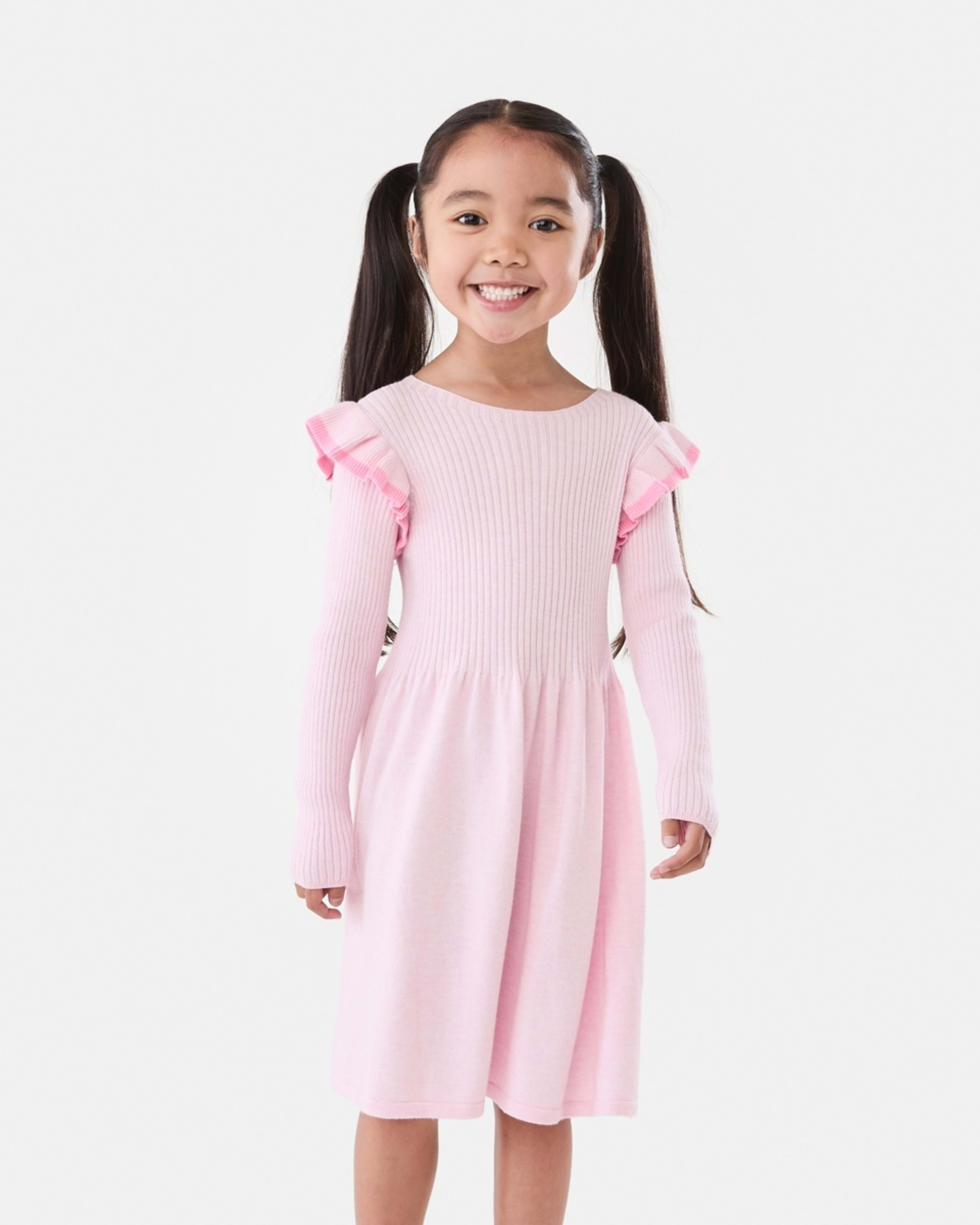 1 Long Sleeve Viscose Knit Dress Pink Marle