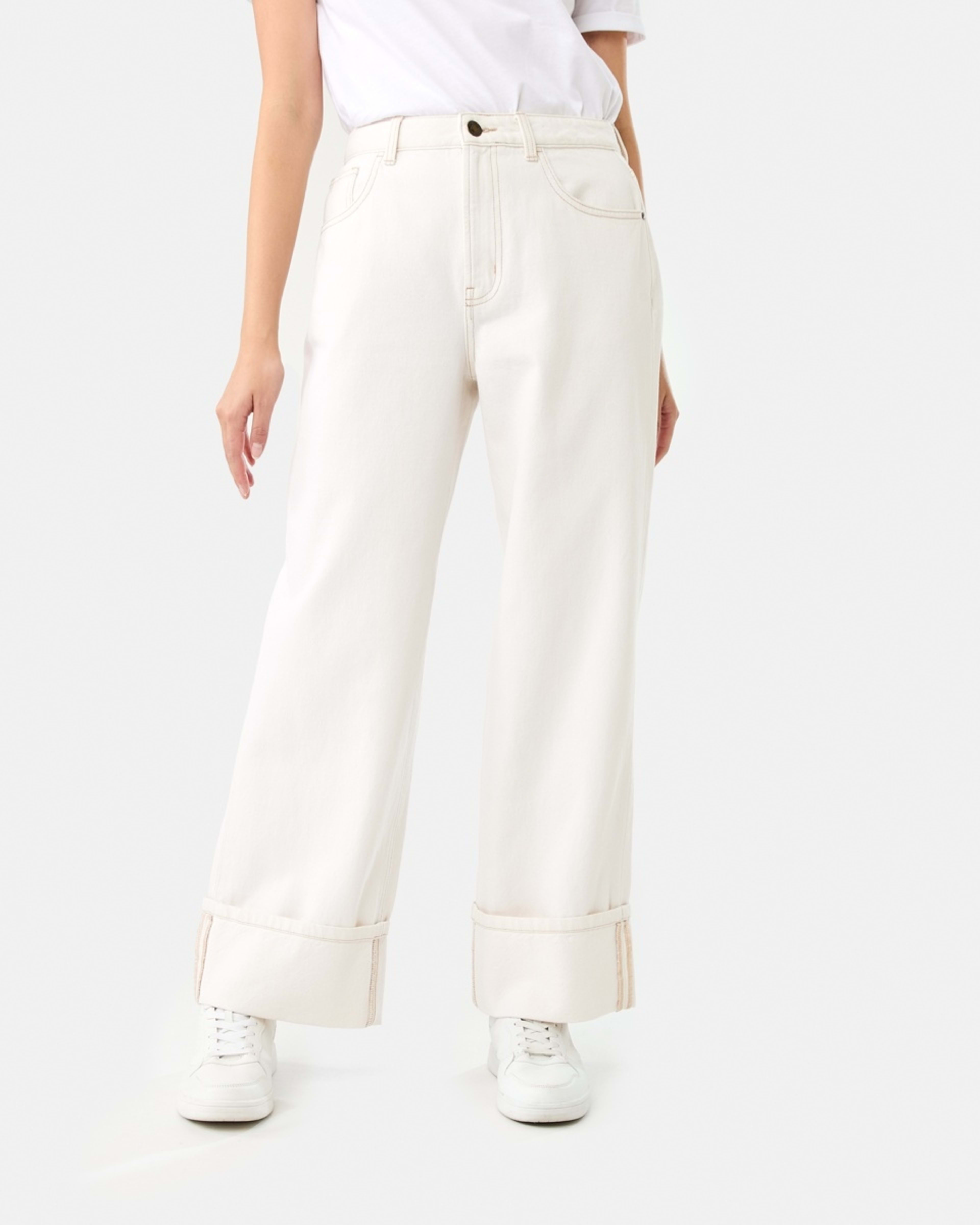 1 Cuffed Hem Jeans Ecru, 1 of 9