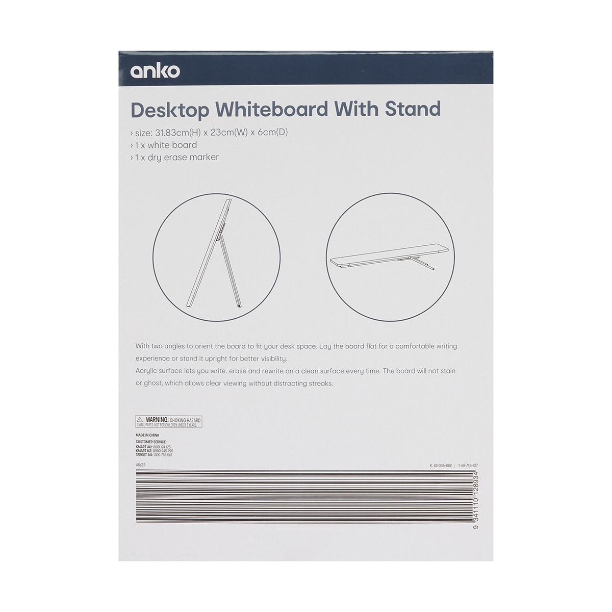 Desktop Whiteboard with Stand Kmart NZ