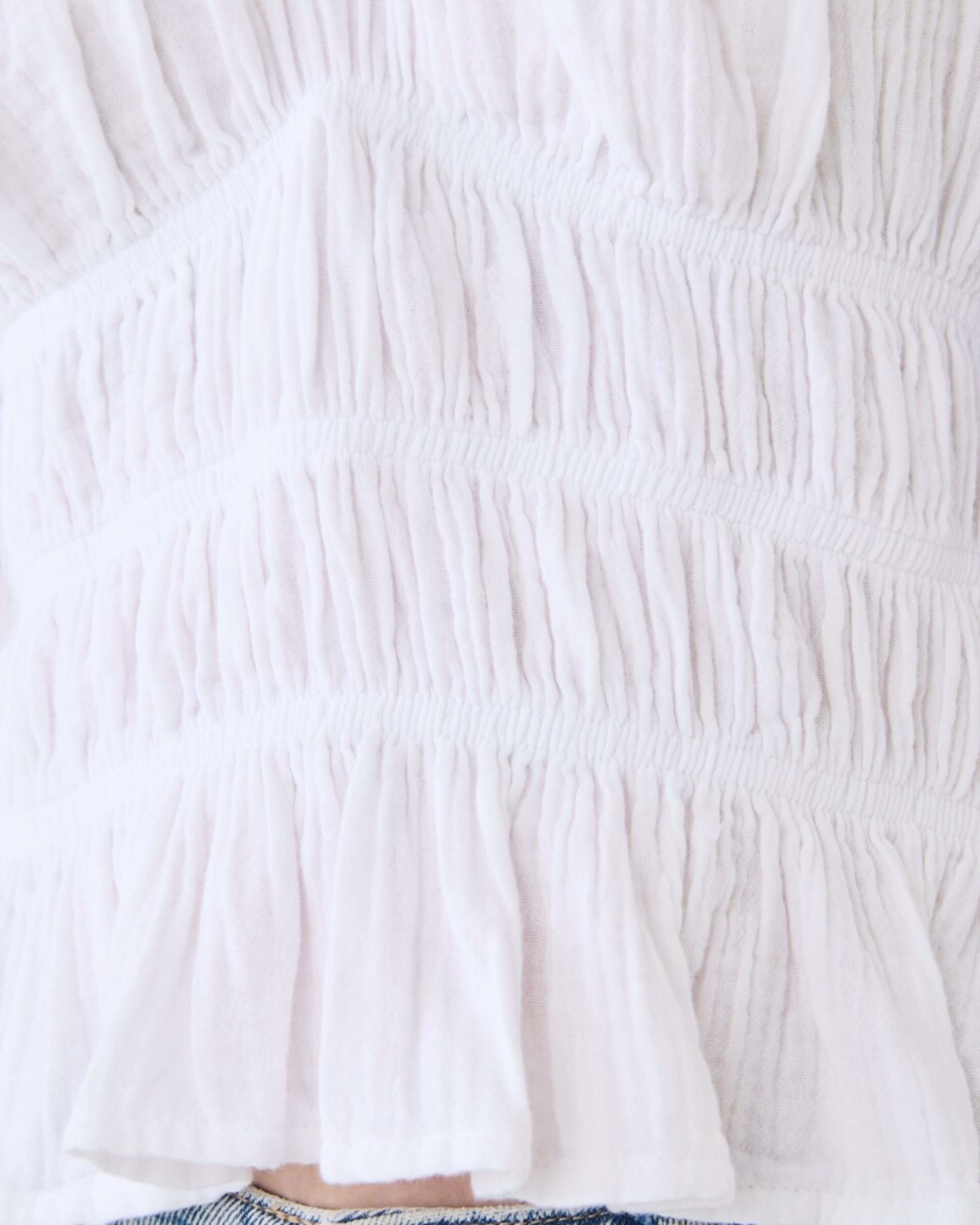 5 Short Sleeve Ruched Peplum Top White, 5 of 6