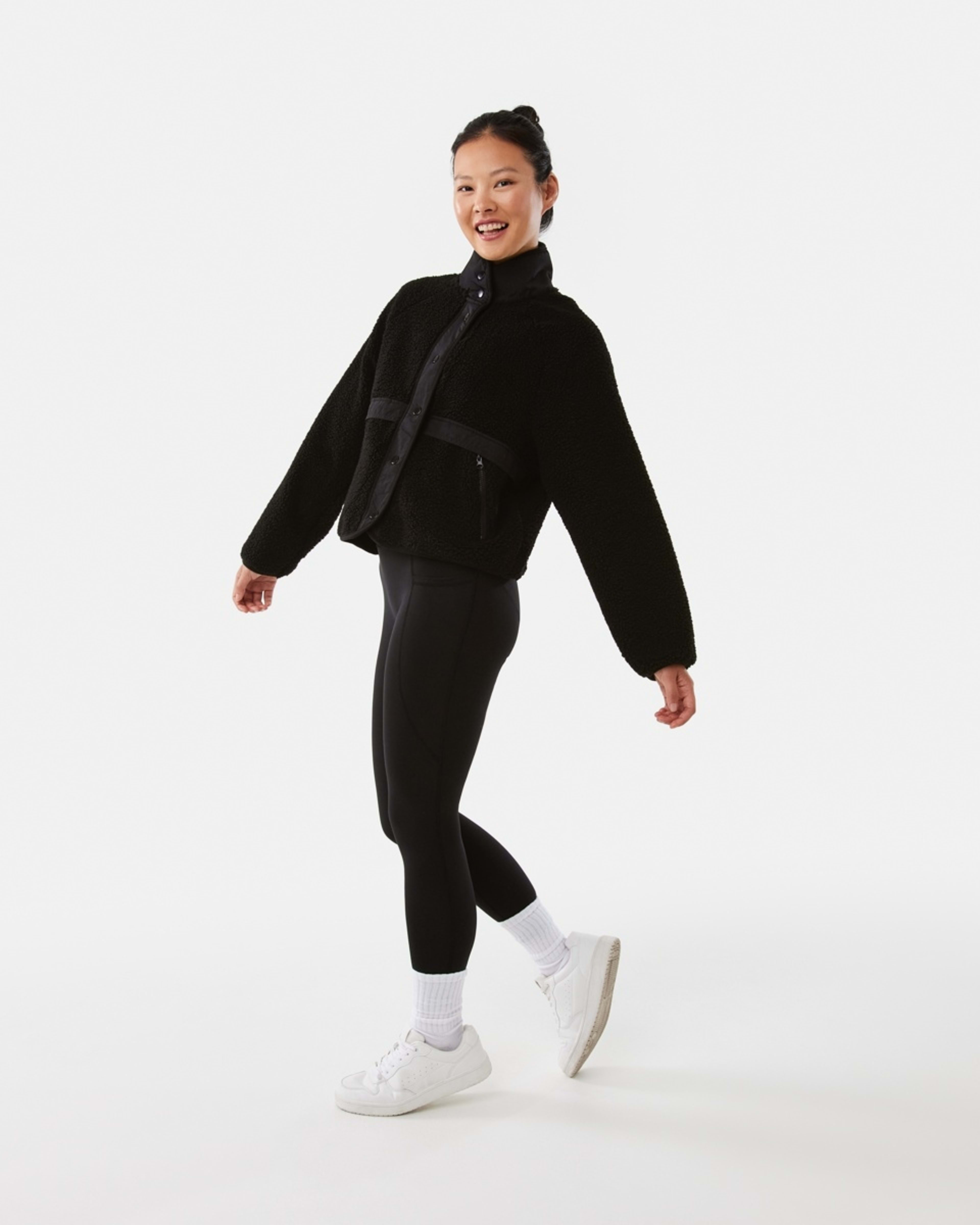 4 Active Womens Sherpa Patch Jacket Black, 4 of 9