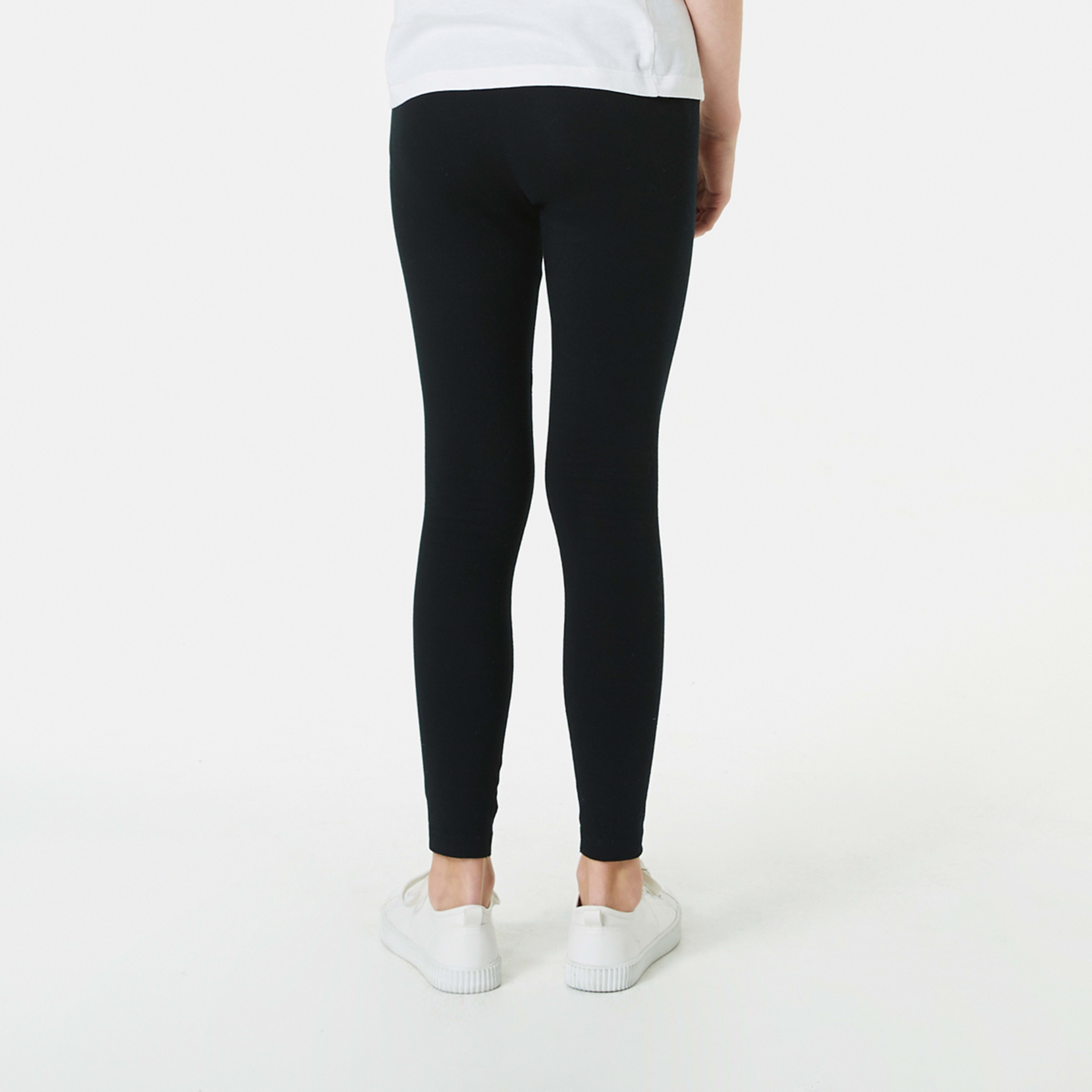 2 Plain Full Length Leggings Black, 2 of 8