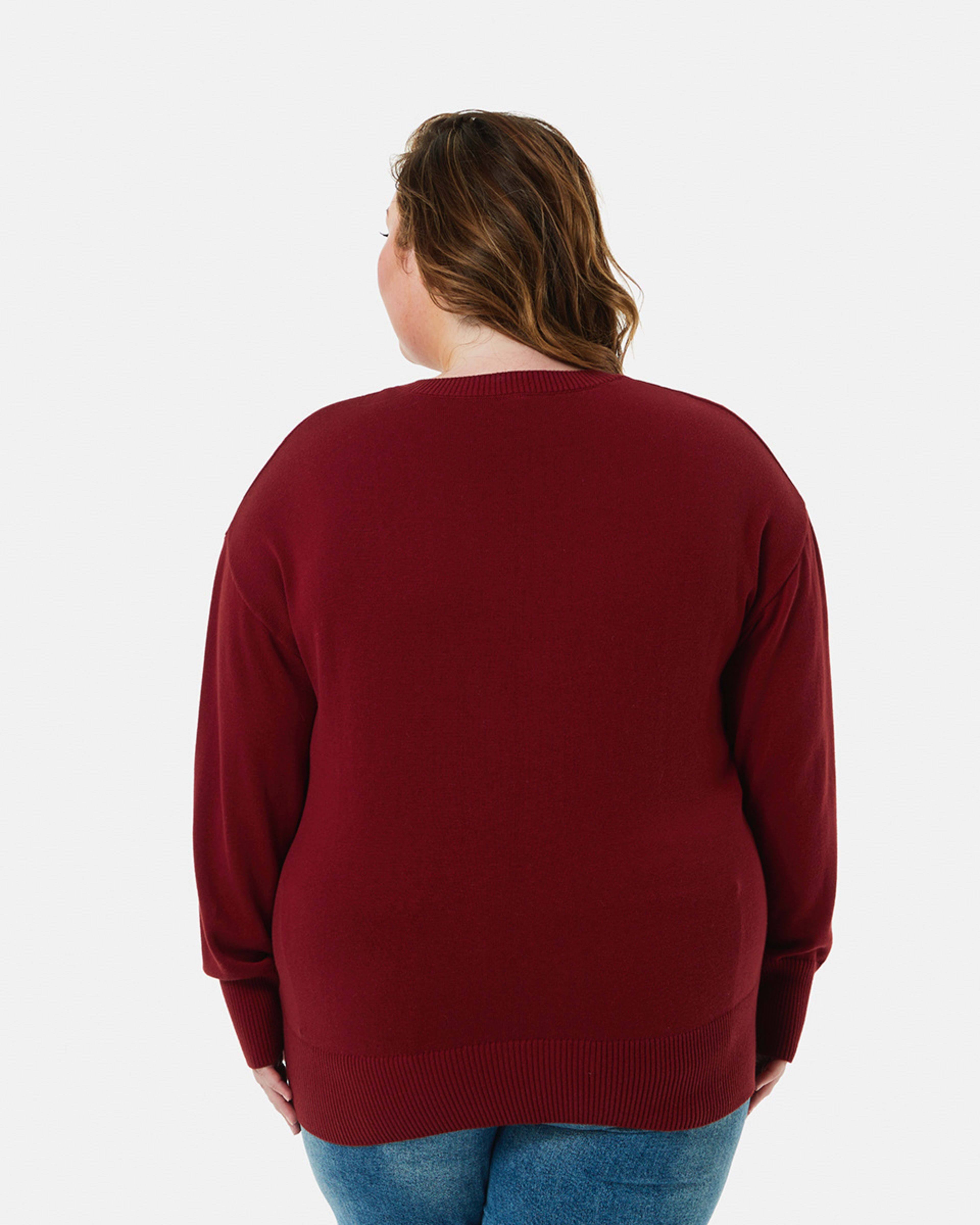 Curve Long Sleeve VNeck Relaxed Jumper Kmart