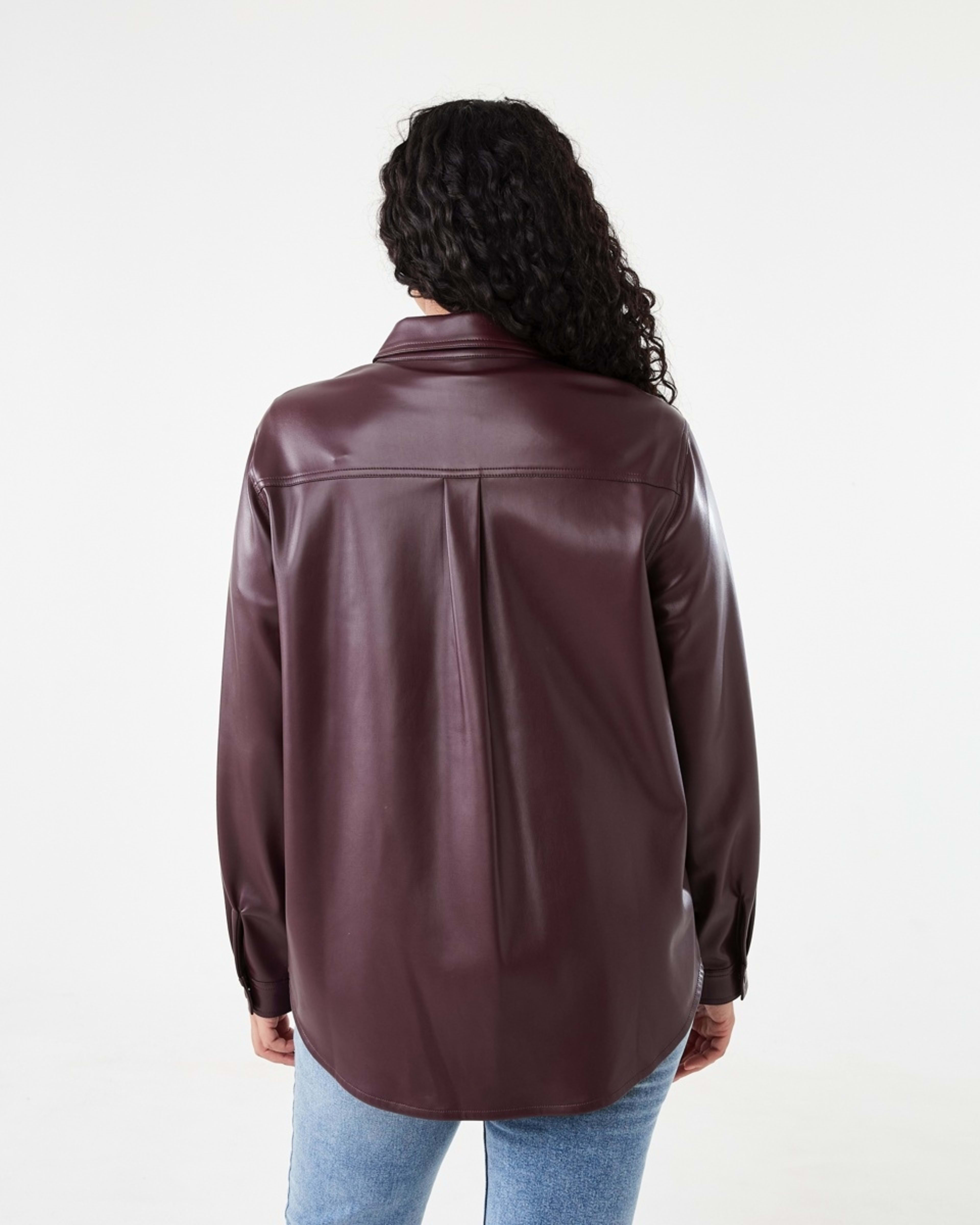 4 Long Sleeve Faux Leather Shirt Mulberry, 4 of 8