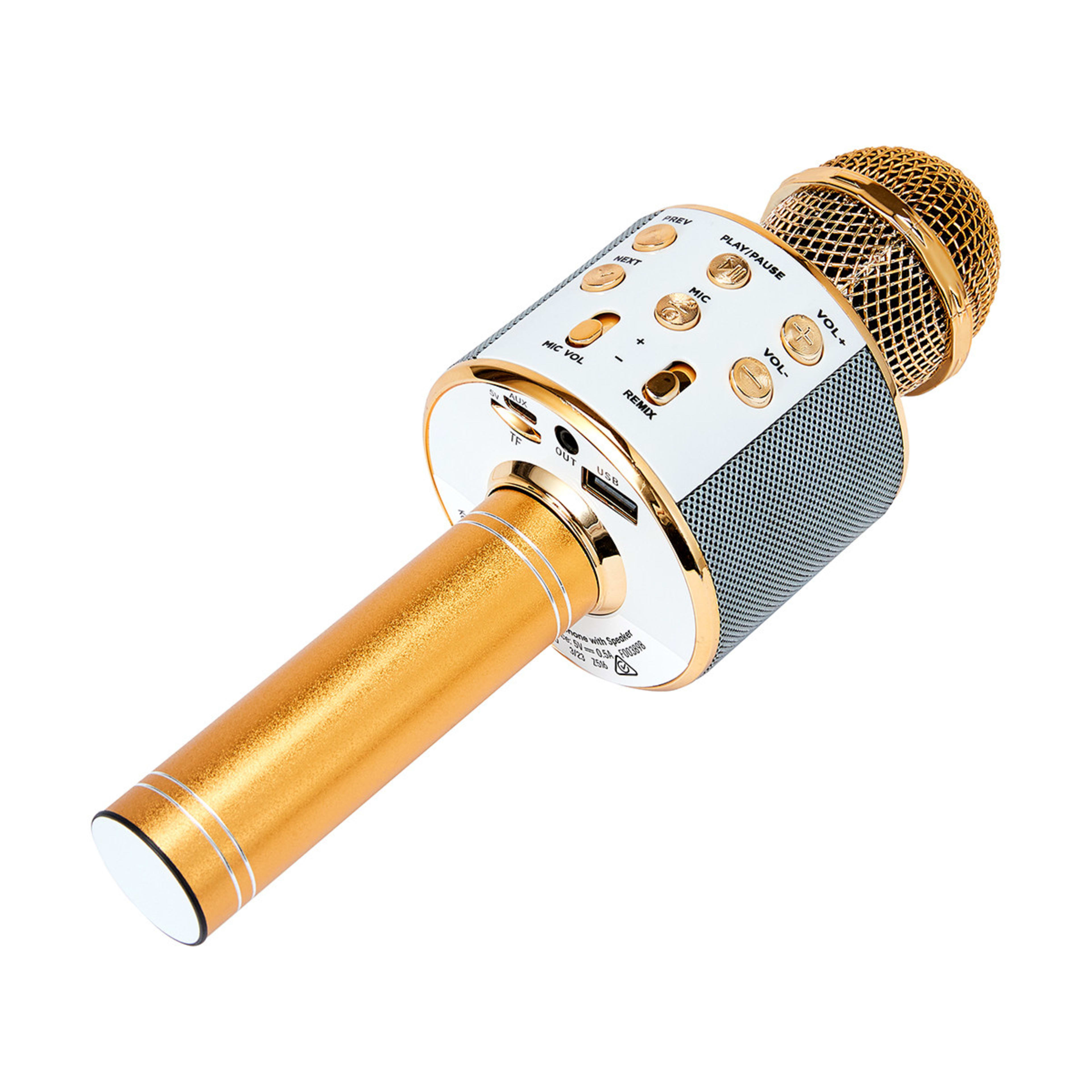Karaoke Bluetooth Microphone Gold Look Kmart