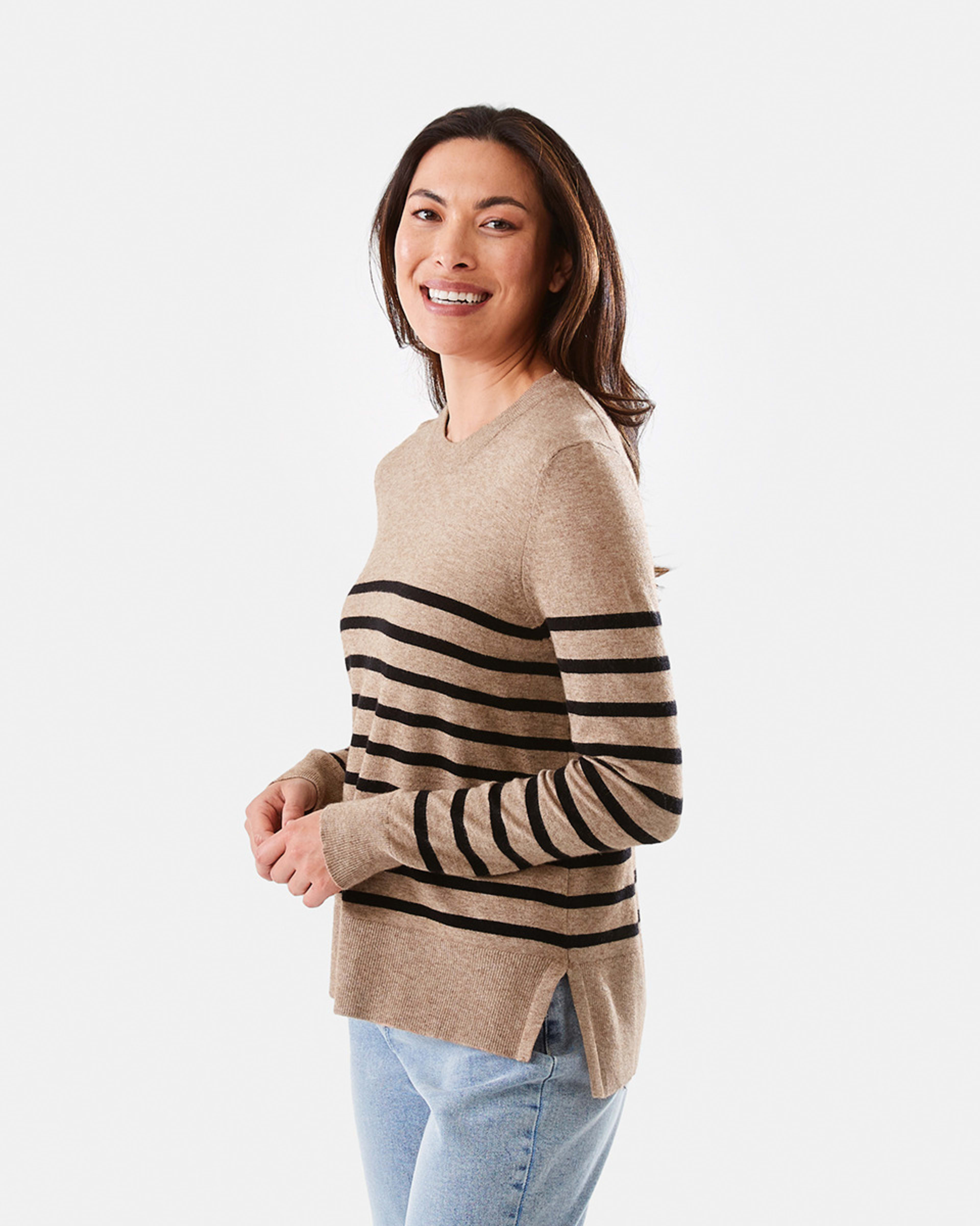 2 Crew Neck Jumper Sand Str, 2 of 6