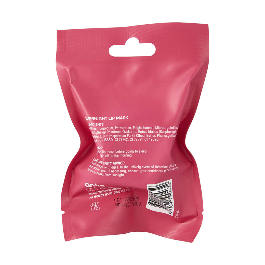 Overnight Lip Mask 20ml - Raspberry Extract - Kmart