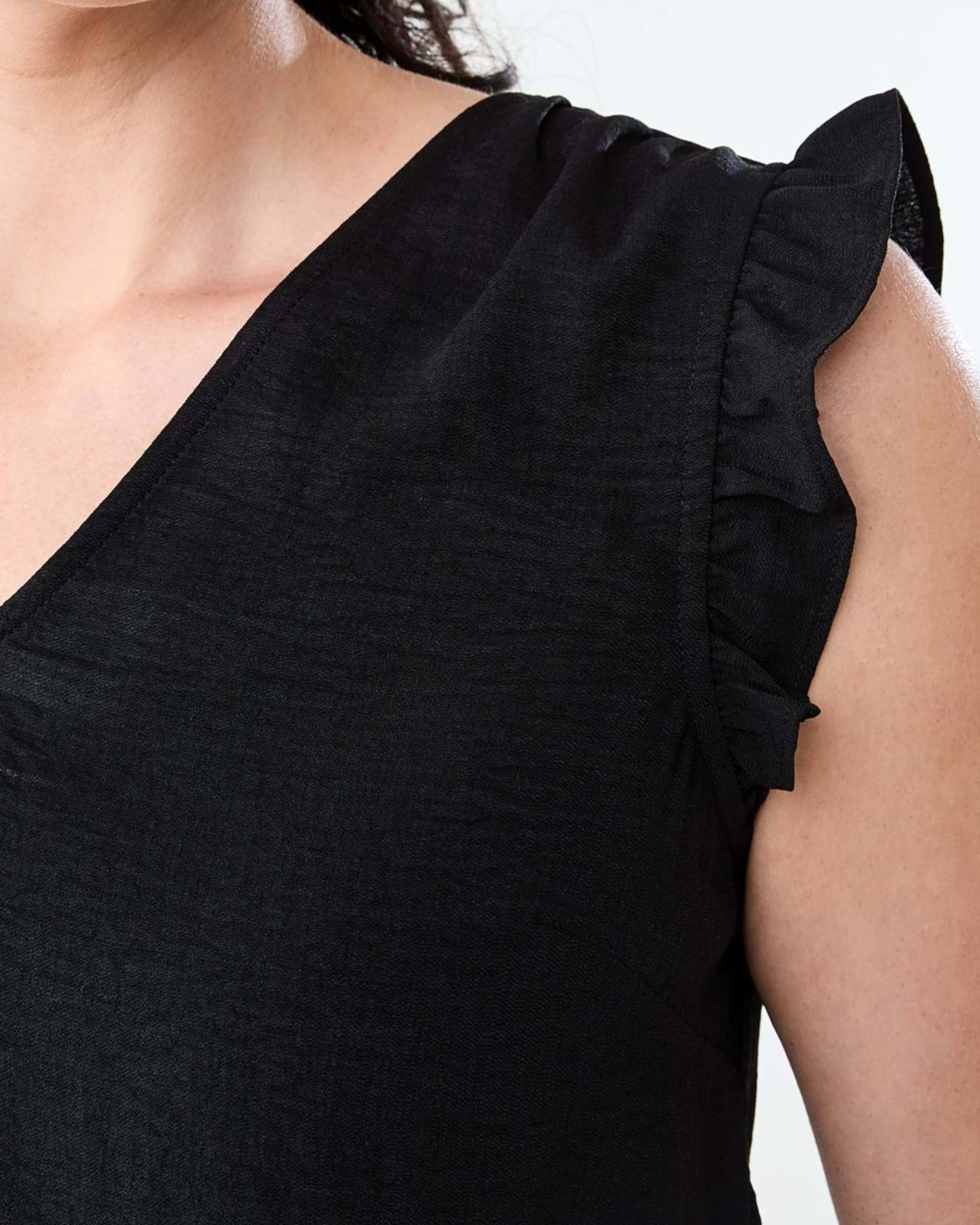 6 Sleeveless Frill Top BLACK, 6 of 6