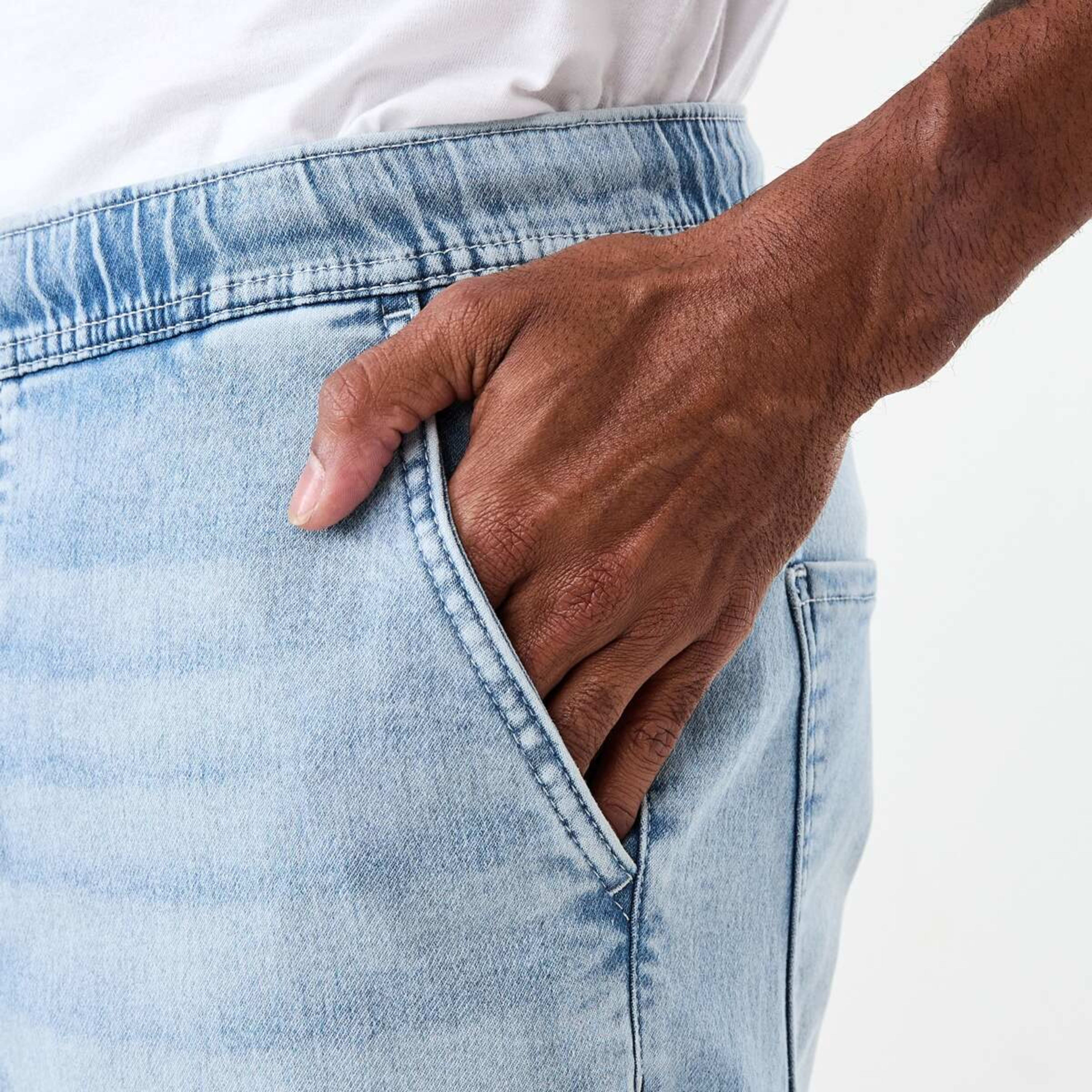 5 Cuffed Denim Joggers Light Wash, 5 of 5