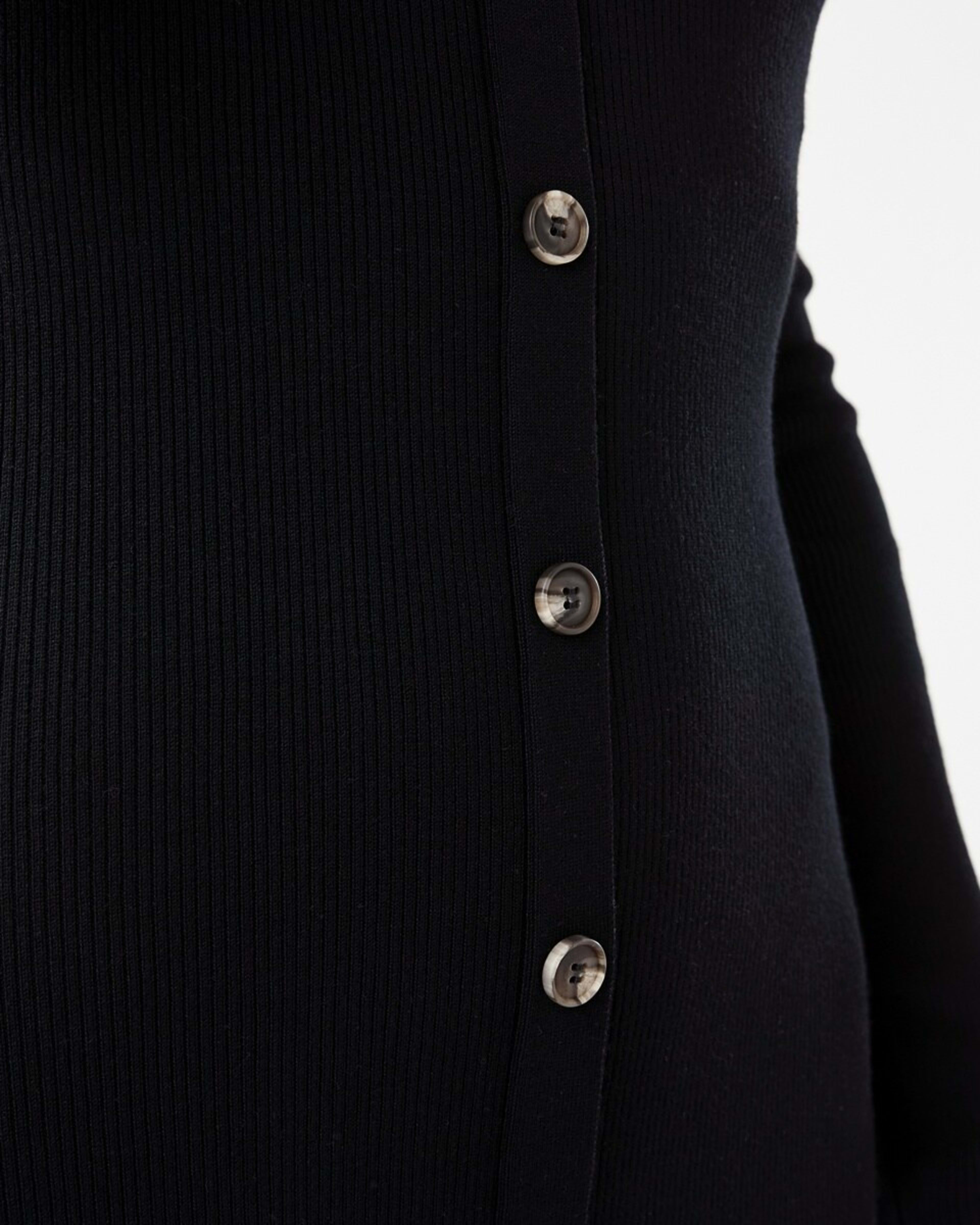 6 Long Sleeve Button Through Knit Maxi Dress Black, 6 of 6