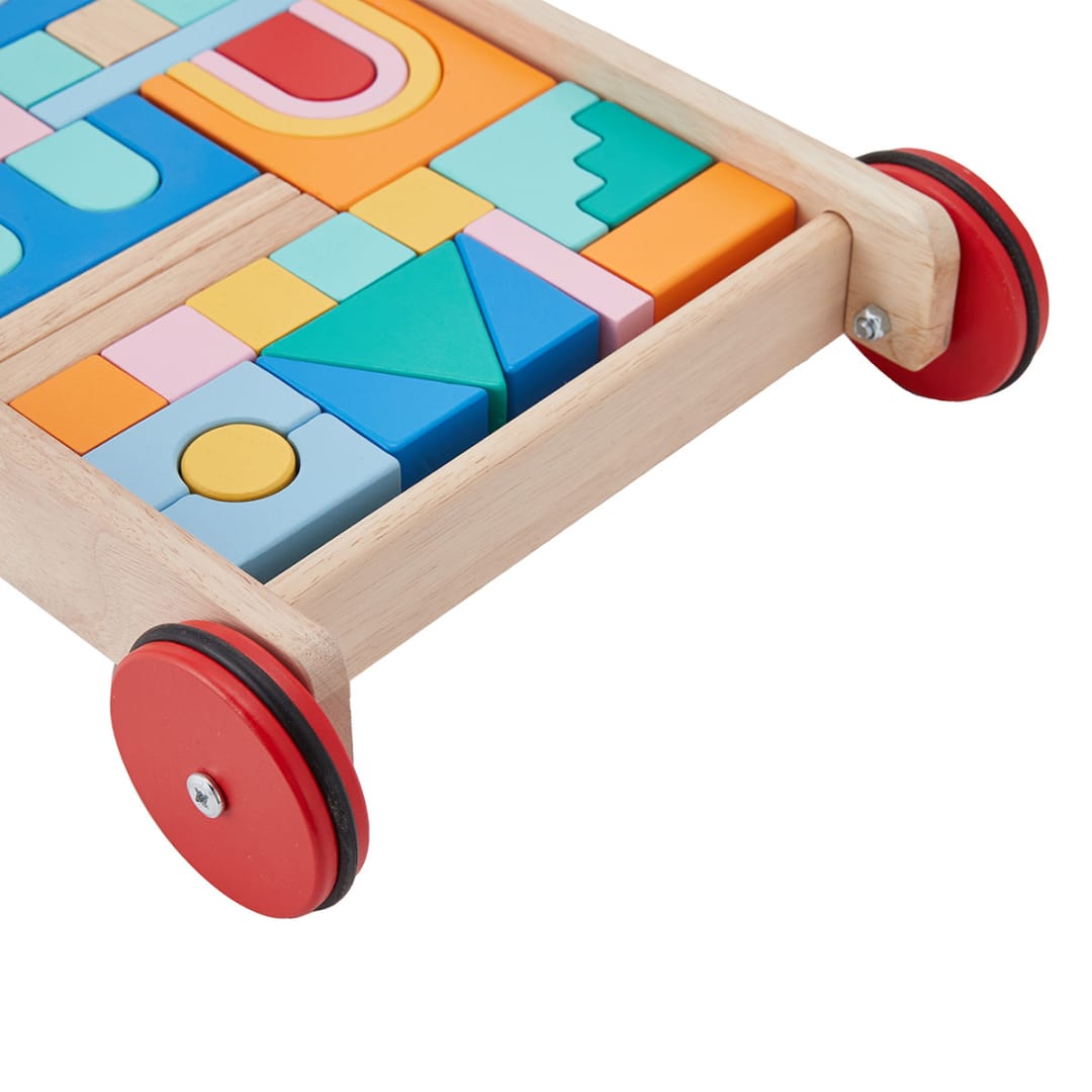 34 Piece Wooden Blocks Wagon Kmart