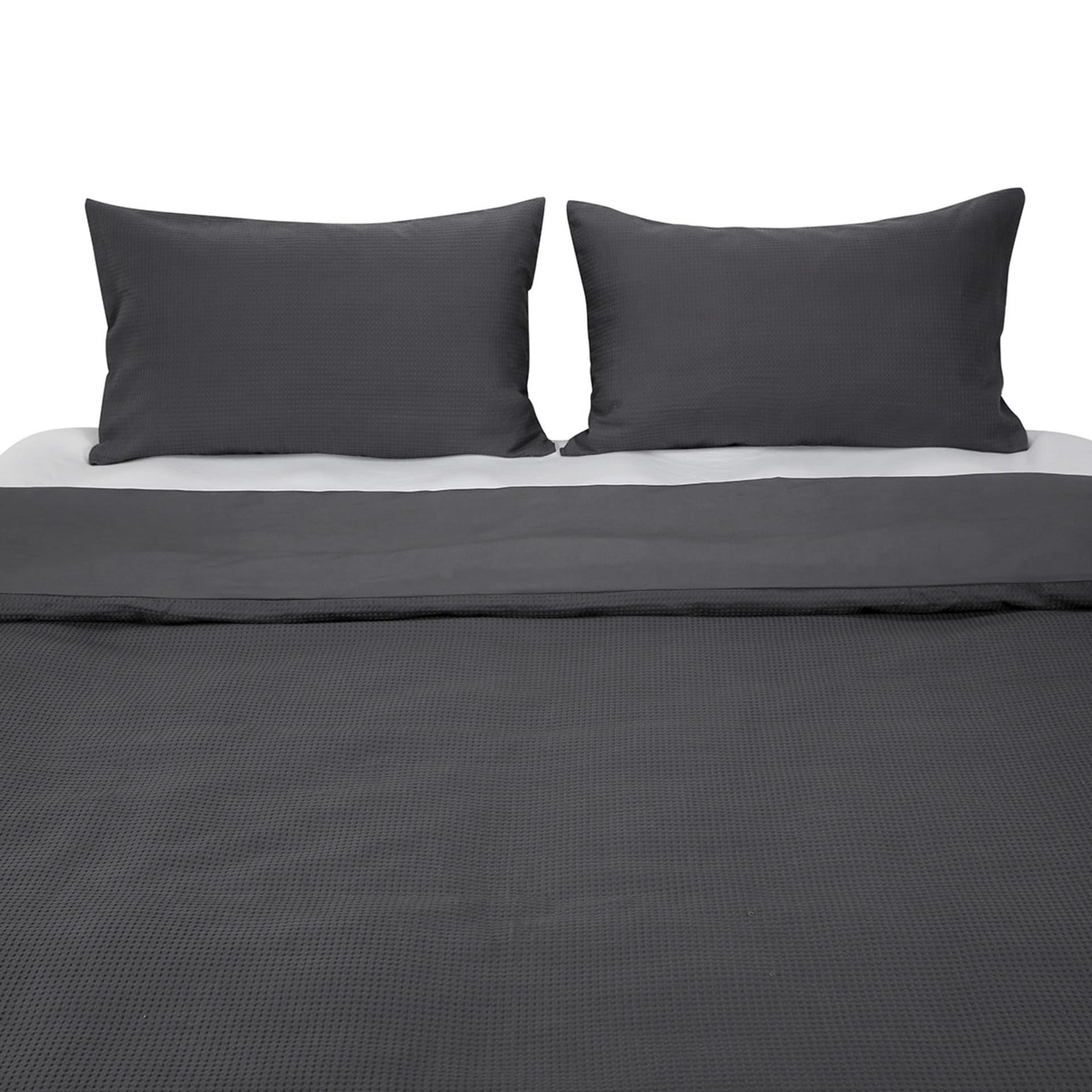 Waffle Cotton Quilt Cover Set Double Bed, Charcoal Kmart