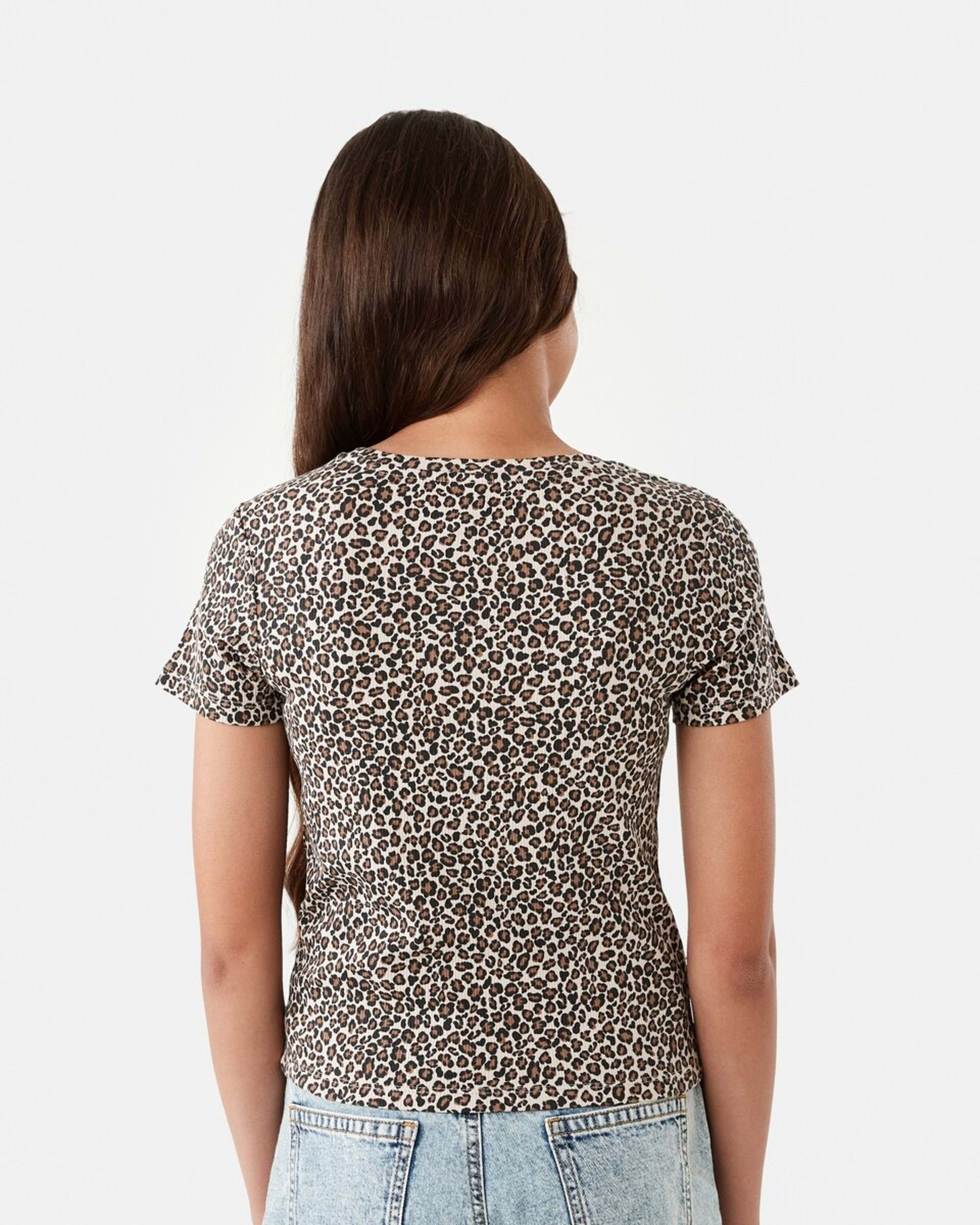 2 Short Sleeve Rib T-shirt Feline Charm Sandshell Beige, 2 of 8