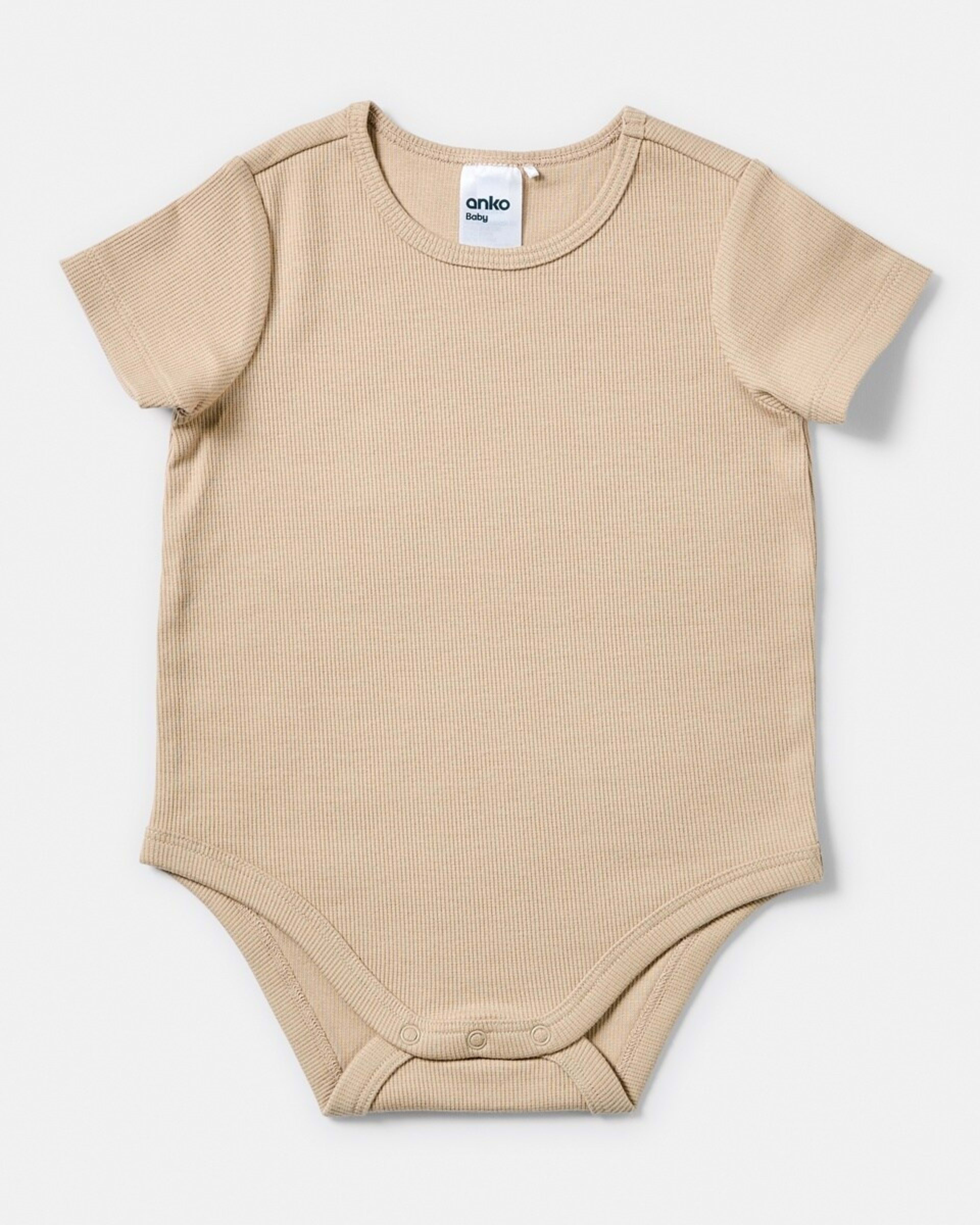 4 3 Pack Short Sleeve Print Bodysuits TAN WOMBAT, 4 of 8