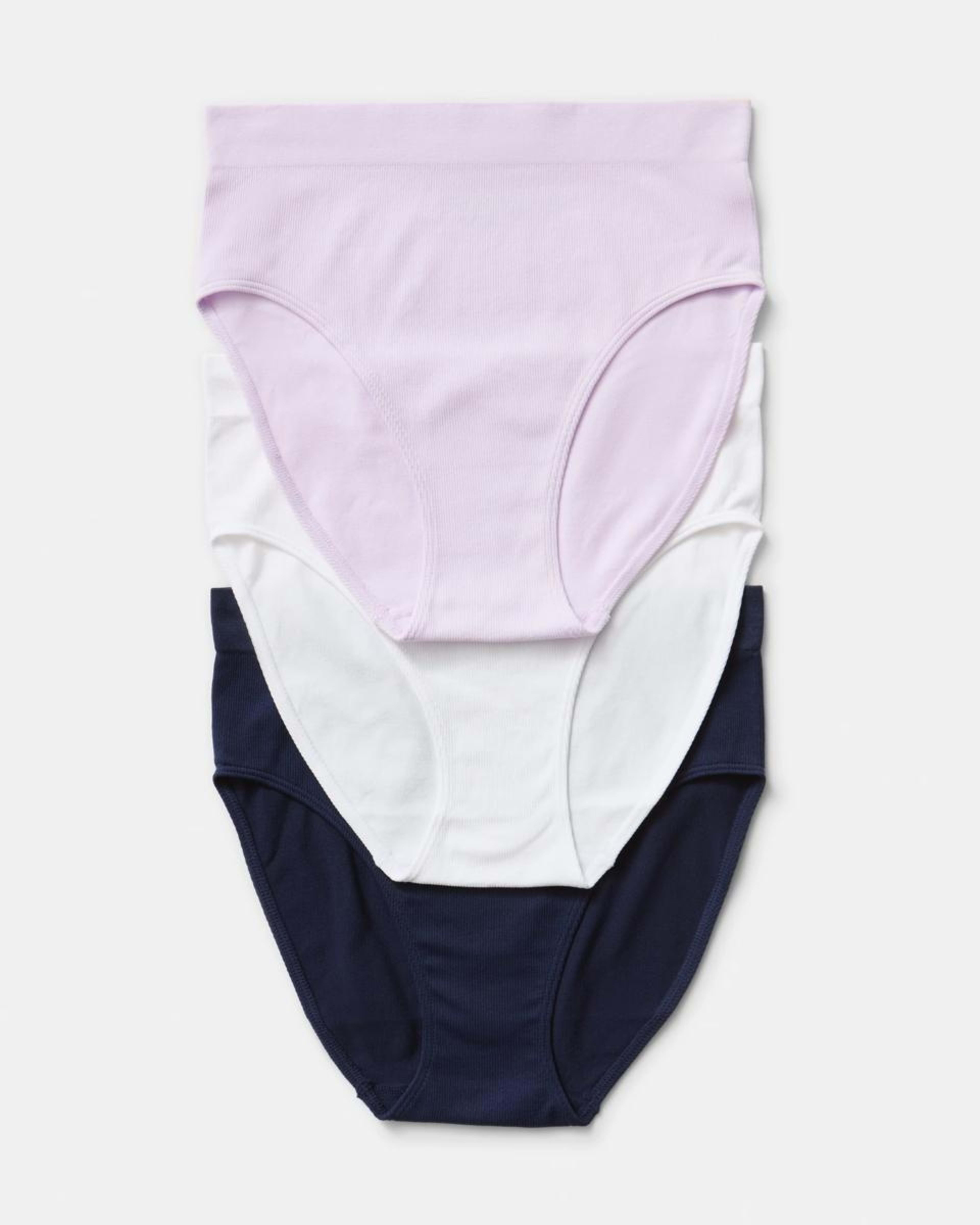 1 3 Pack Rib Seamfree Full Briefs BRIGHT LAVENDER, WHITE, DEEP NAVY