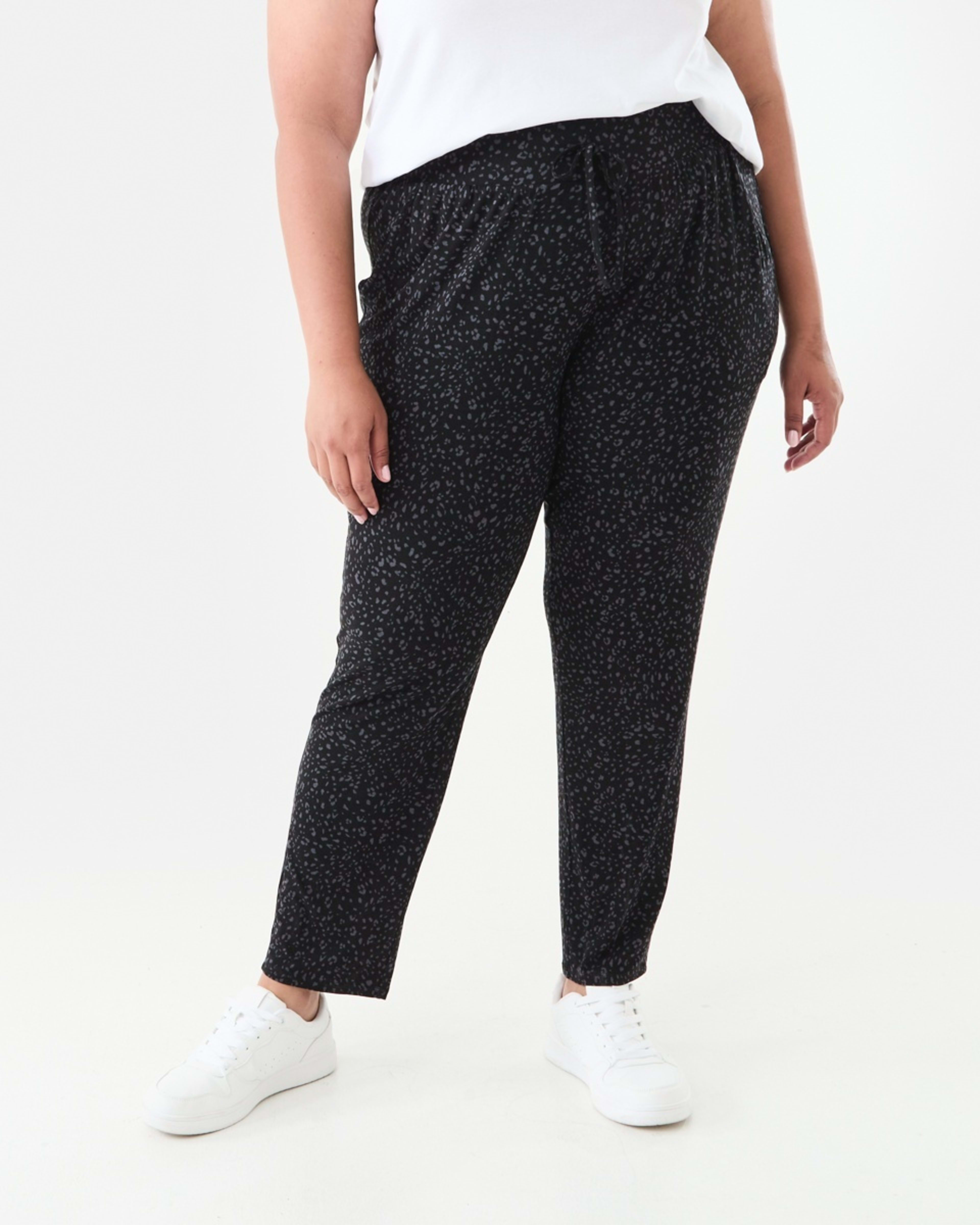 1 Curve Full Length Knit Pants Neo Leopard Black