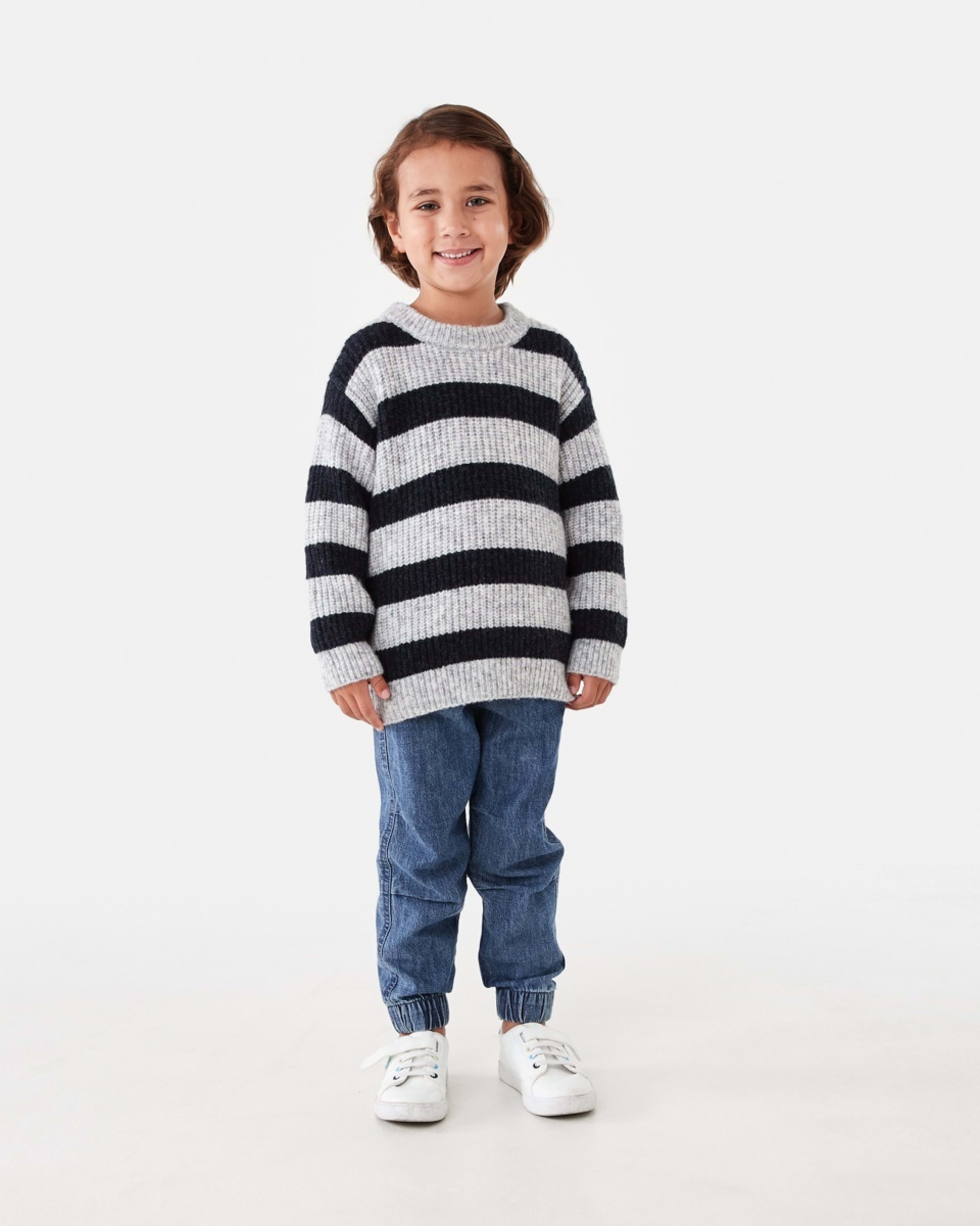 5 Stripe Crew Neck Top Wide Stripe Navy, 5 of 8