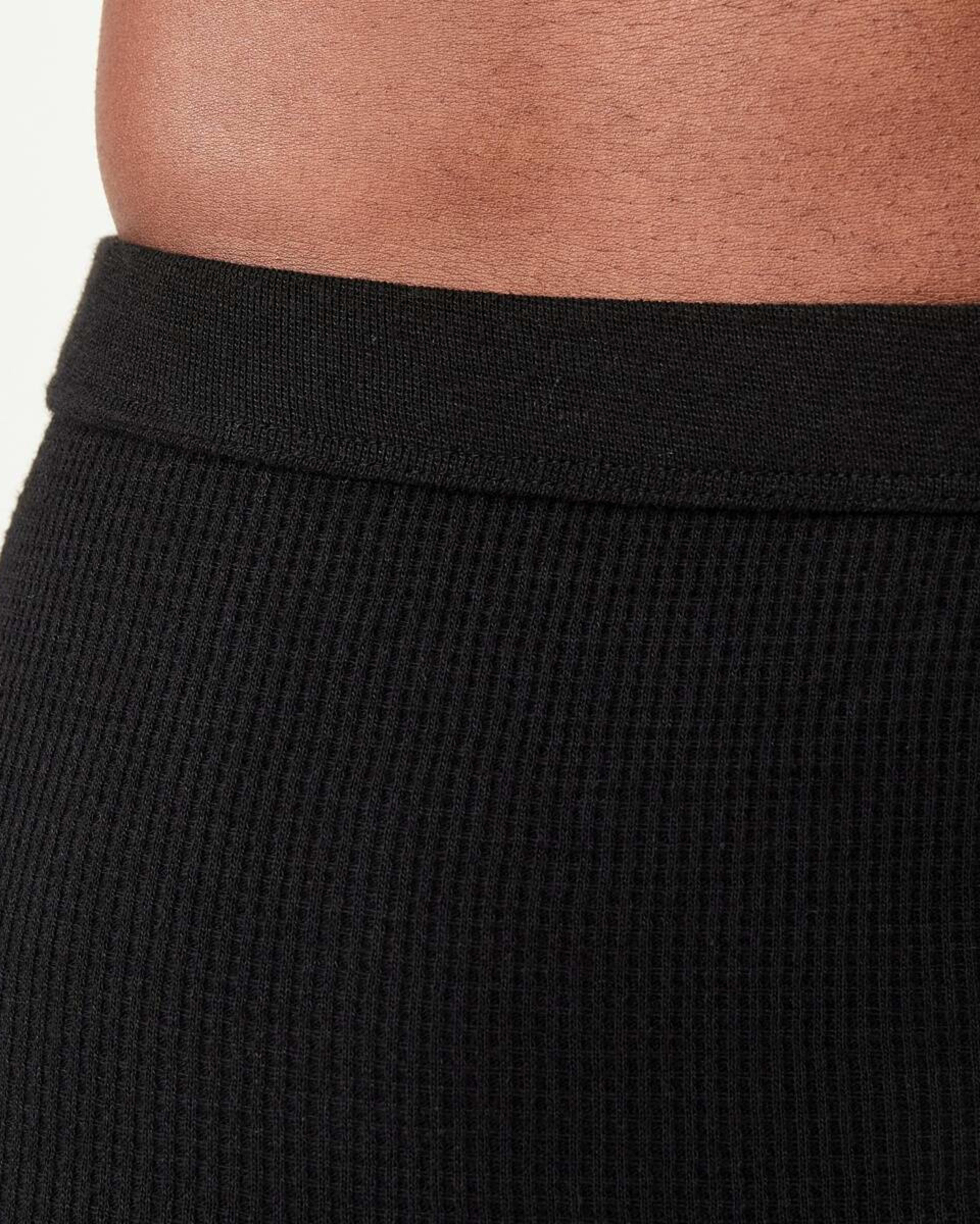 4 Long Mini Waffle Thermal Pants Black, 4 of 6
