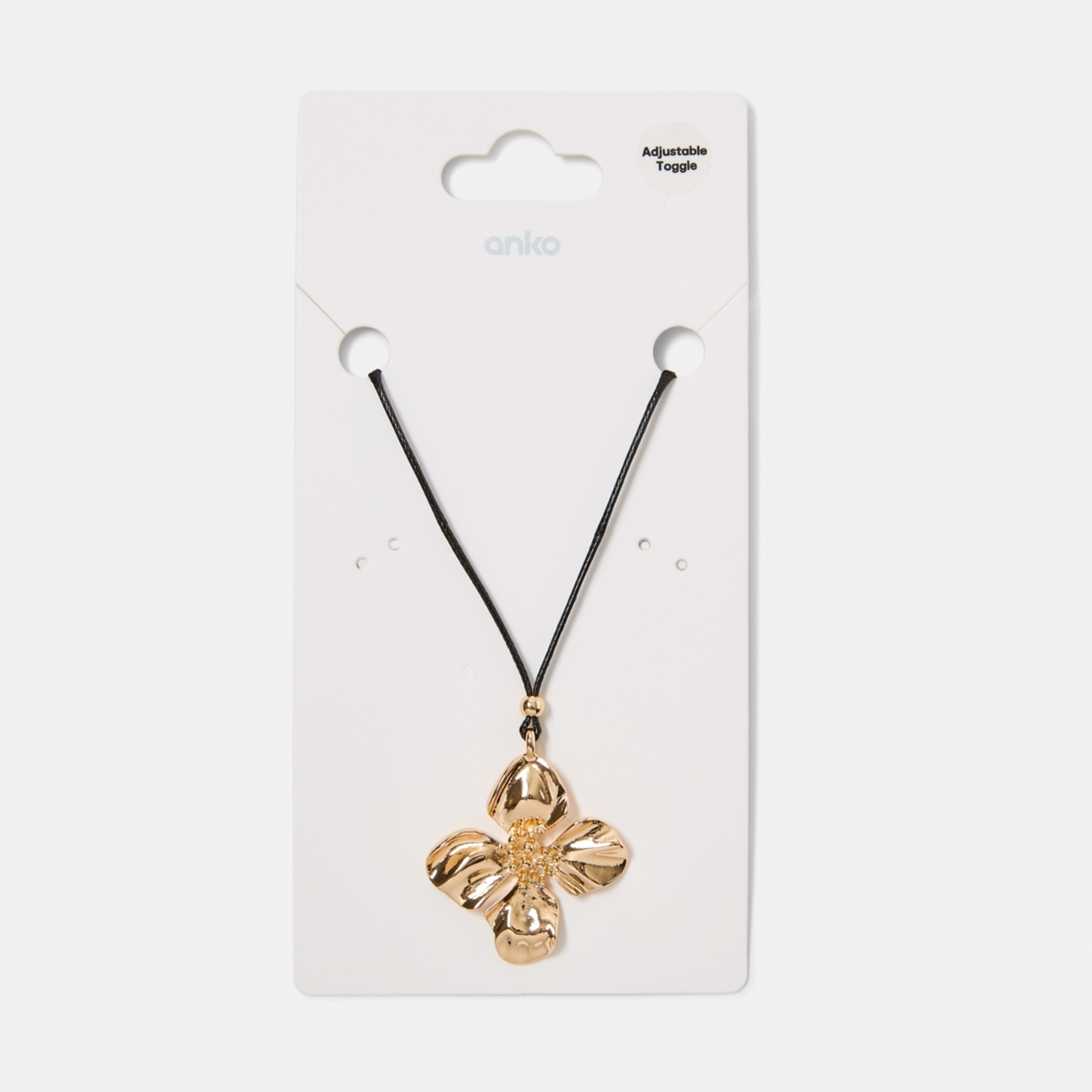 4 Cord Flower Necklace - Gold Tone, 4 of 4