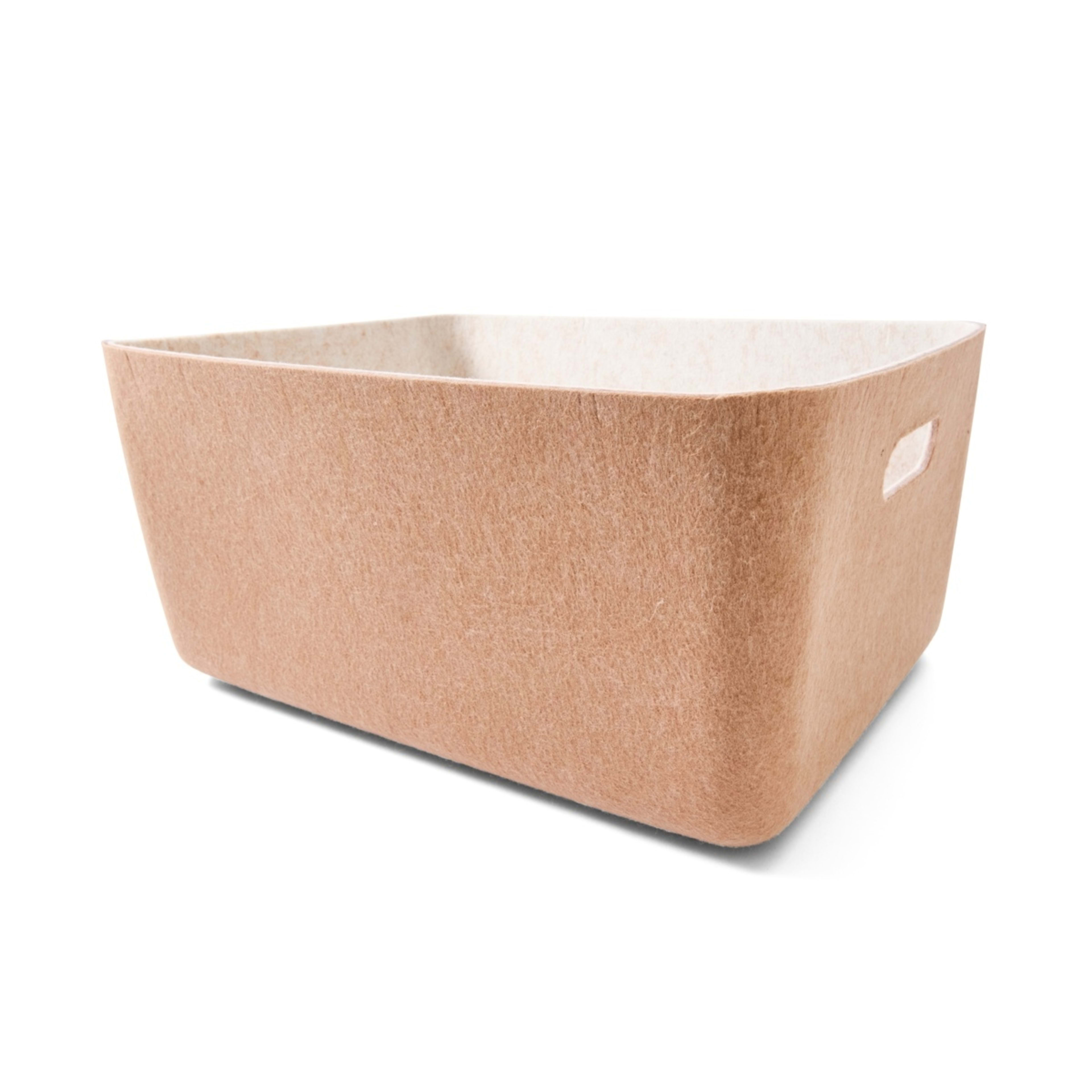1 Two Tone Flat Felt Basket - Beige, 1 of 8