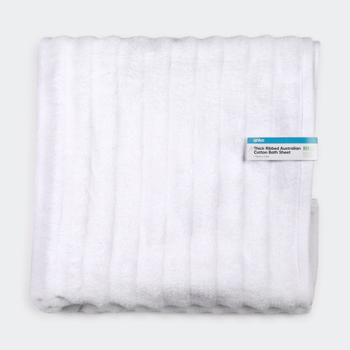 Thick Ribbed Australian Cotton Bath Sheet - White - Kmart