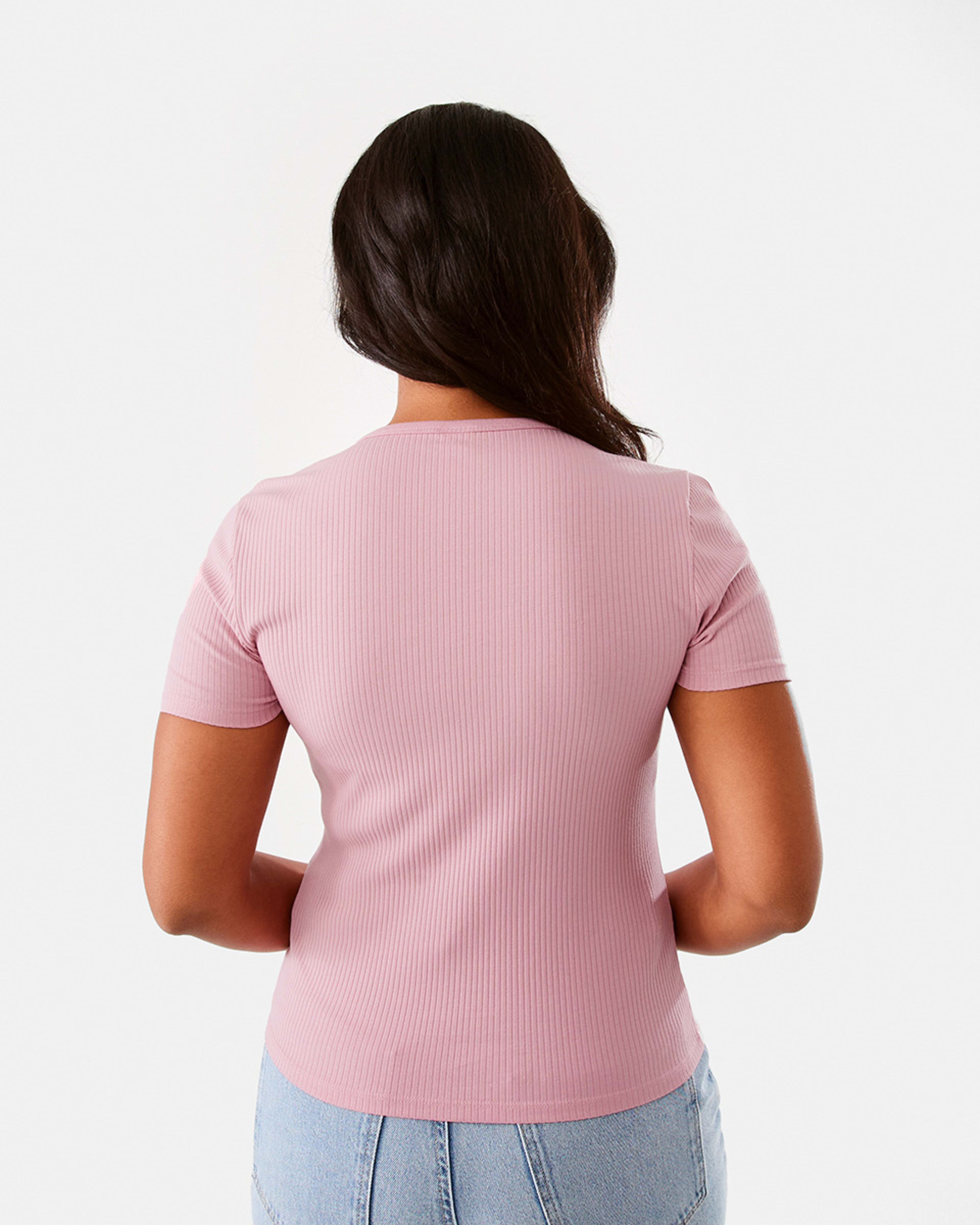4 Short Sleeve Rib Crew Neck T-shirt Viola Pink, 4 of 7
